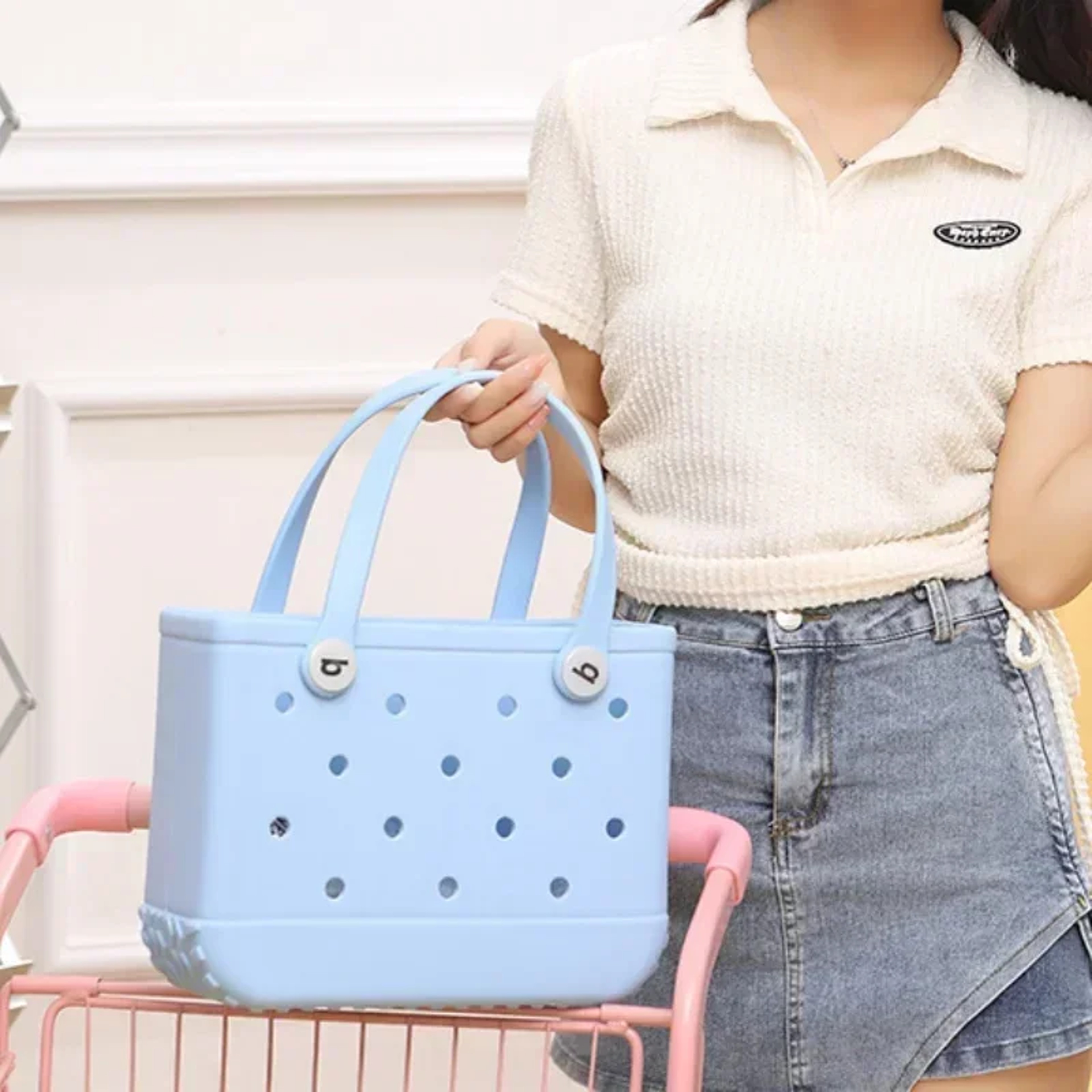 Mini EVA Waterproof Beach Bag for Women, Kids, Summer Storage Basket, Picnic Tote, Jelly Shopping Bag, Anti-Deformed Bag – view 2