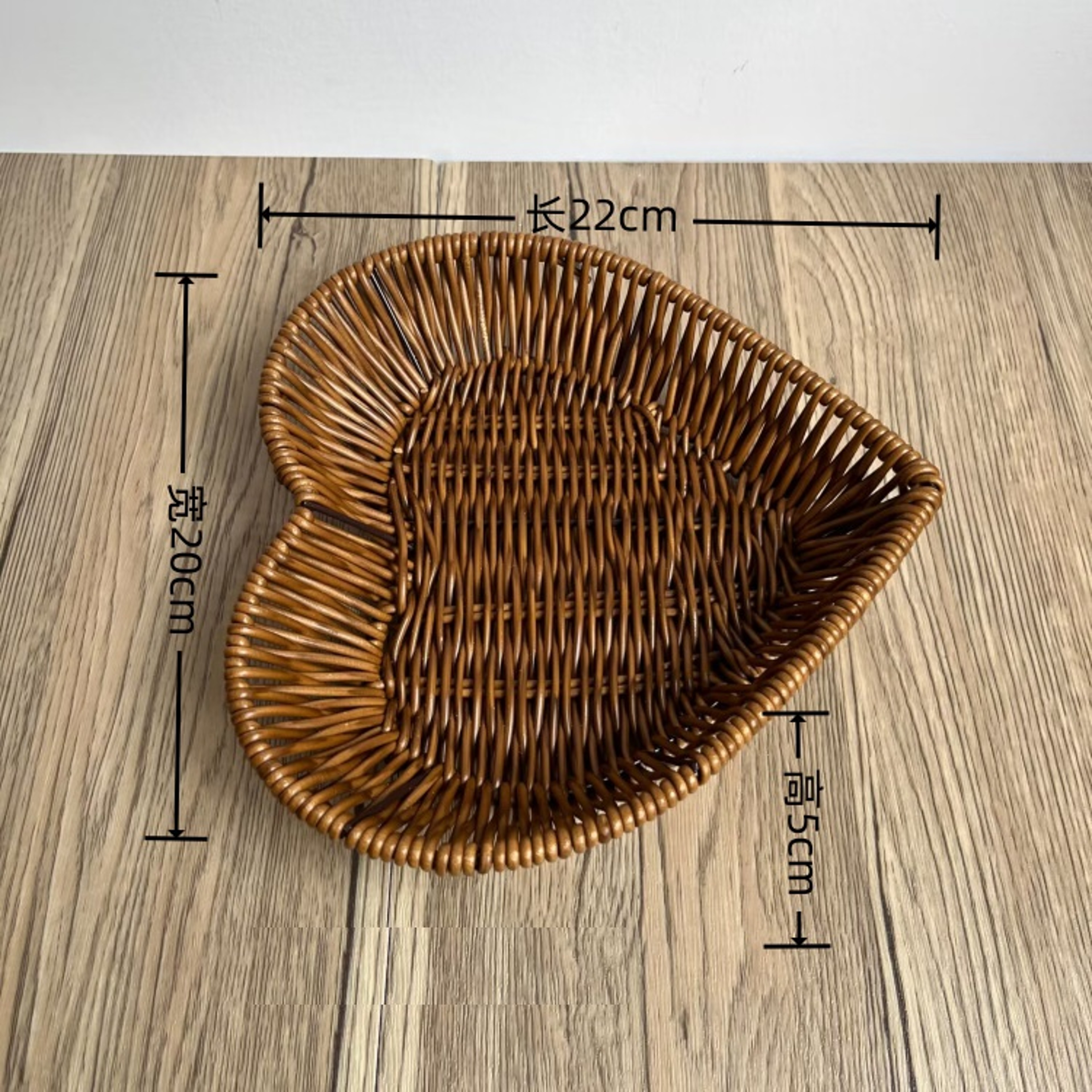 Heart-Shaped Woven Storage Basket, Multi Simulation Rattan Desktop Basket for Bread, Fruit, Restaurant Serving Display – view 9