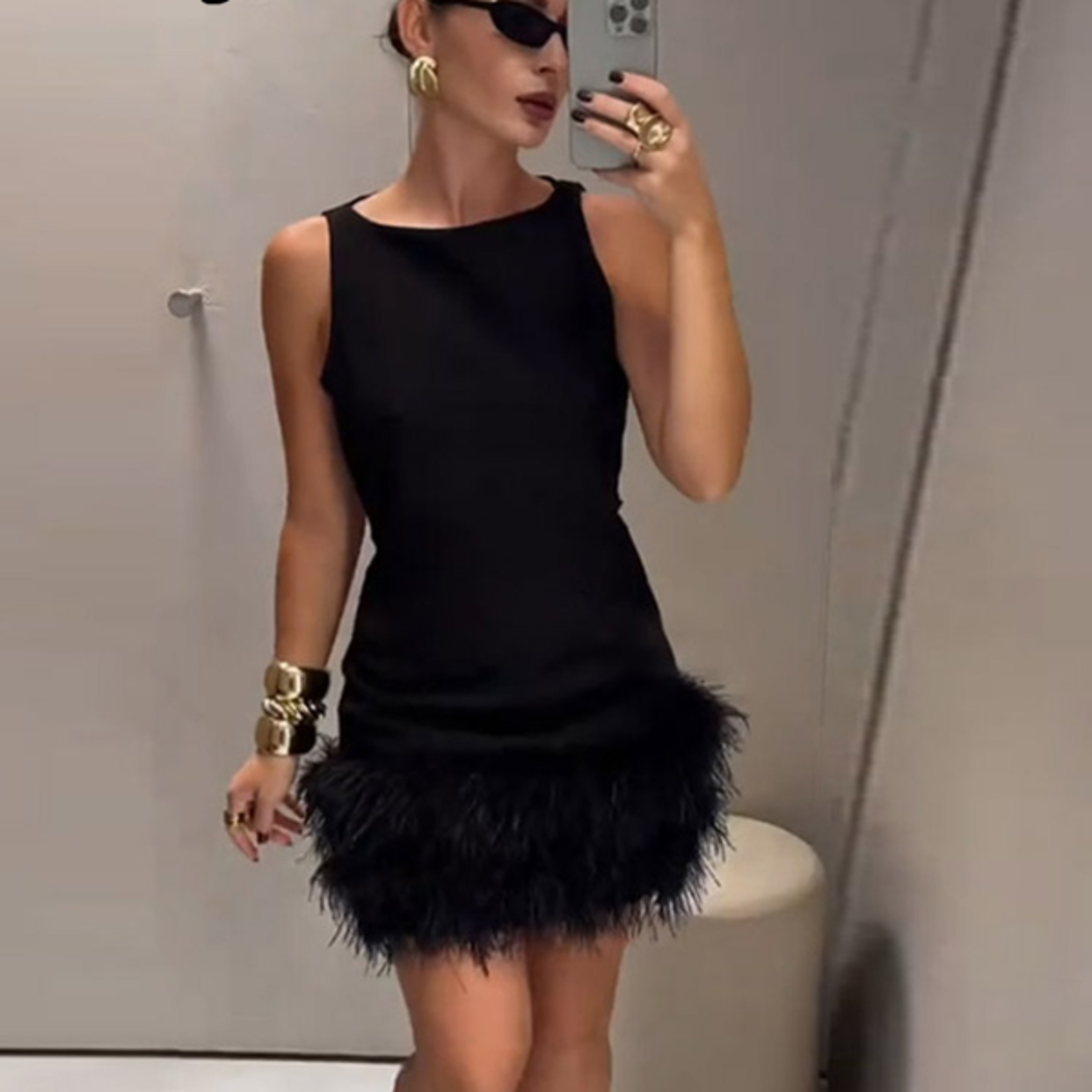 MUJER 2025 Feather Mini Dress Women Black Sleeveless Corset Dress Woman off Shoulder Party Dresses f