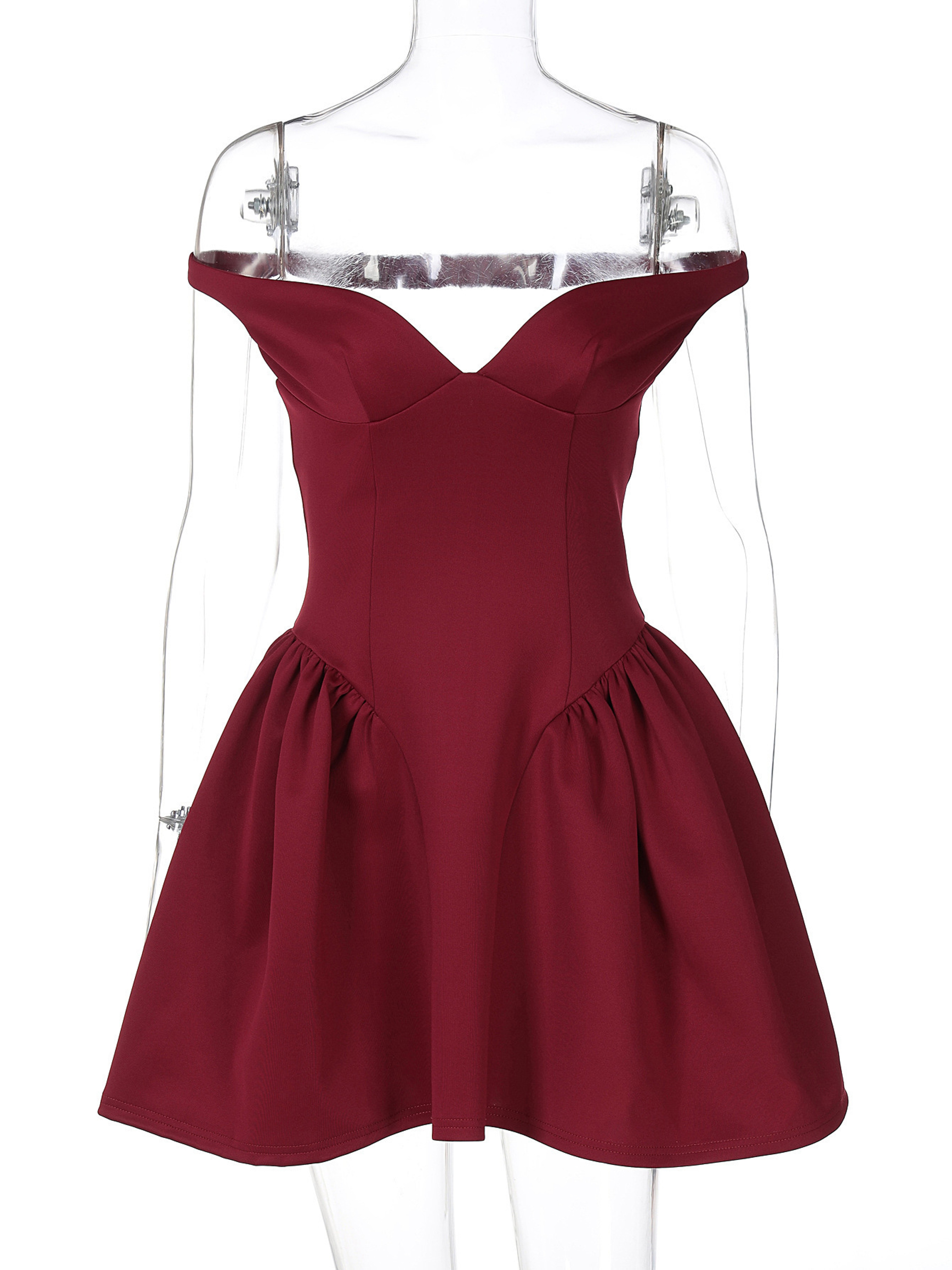 Deep V Off Shoulder Backless Sexy A Line Dress, Elegant Party Bodycon Mini Summer Dress for Women Vestidos – view 5