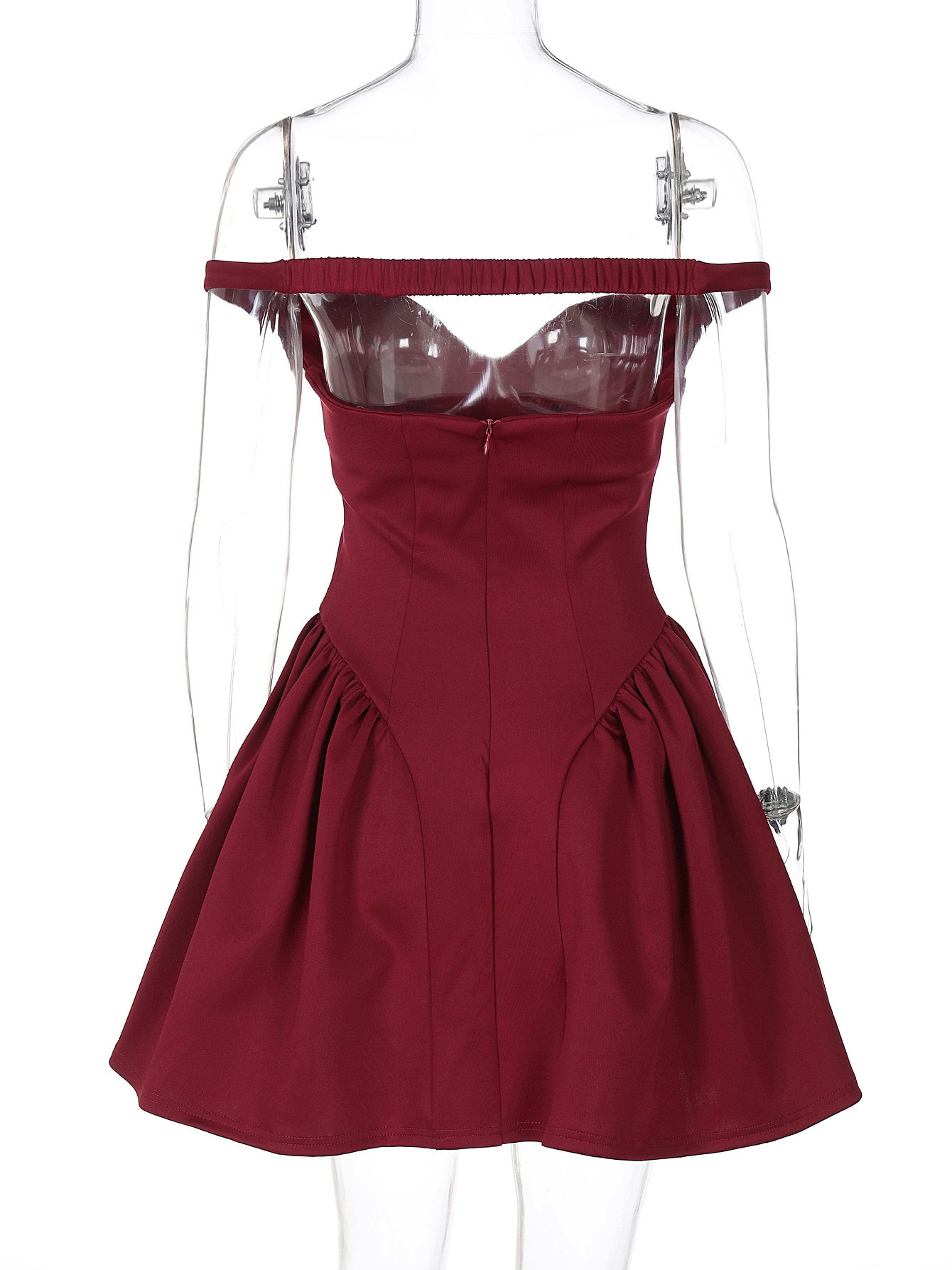 Deep V Off Shoulder Backless Sexy A Line Dress, Elegant Party Bodycon Mini Summer Dress for Women Vestidos – view 6