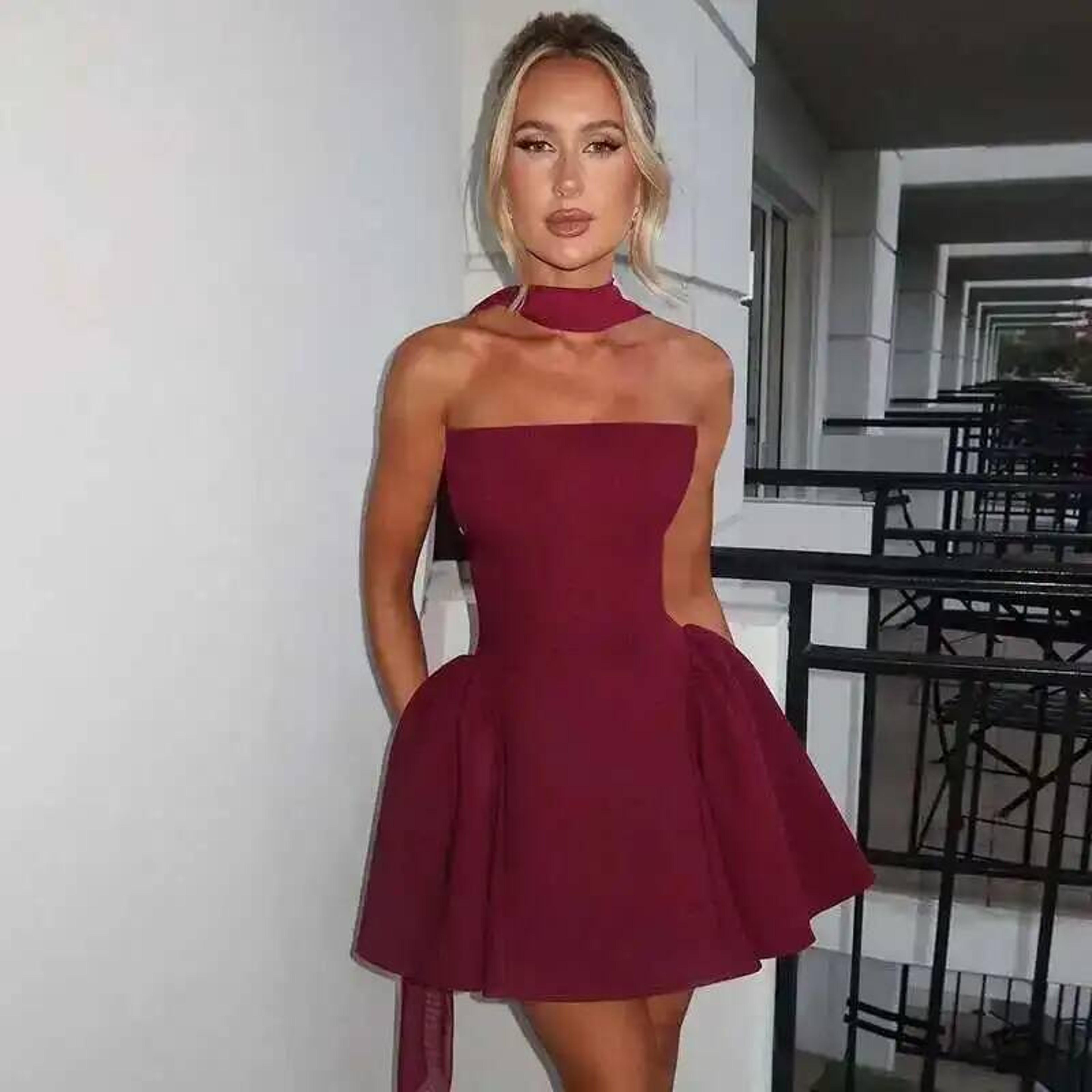 Deep V Off Shoulder Backless Sexy A Line Dress, Elegant Party Bodycon Mini Summer Dress for Women Vestidos – view 10