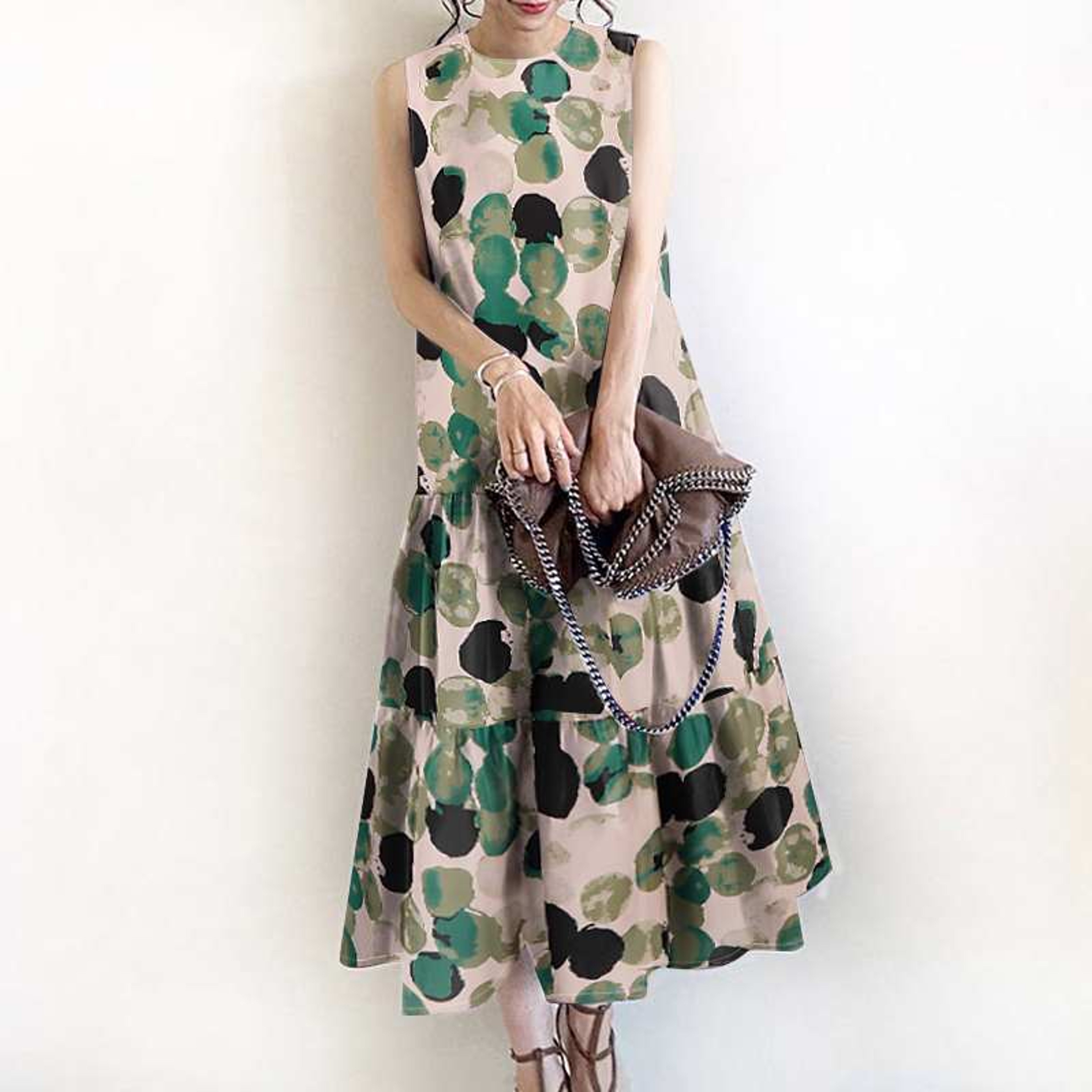 Bohemian Sleeveless Summer Dresses Women Floral Printed Sundress Casual Fashion Ruffles Hem Long Ve 0