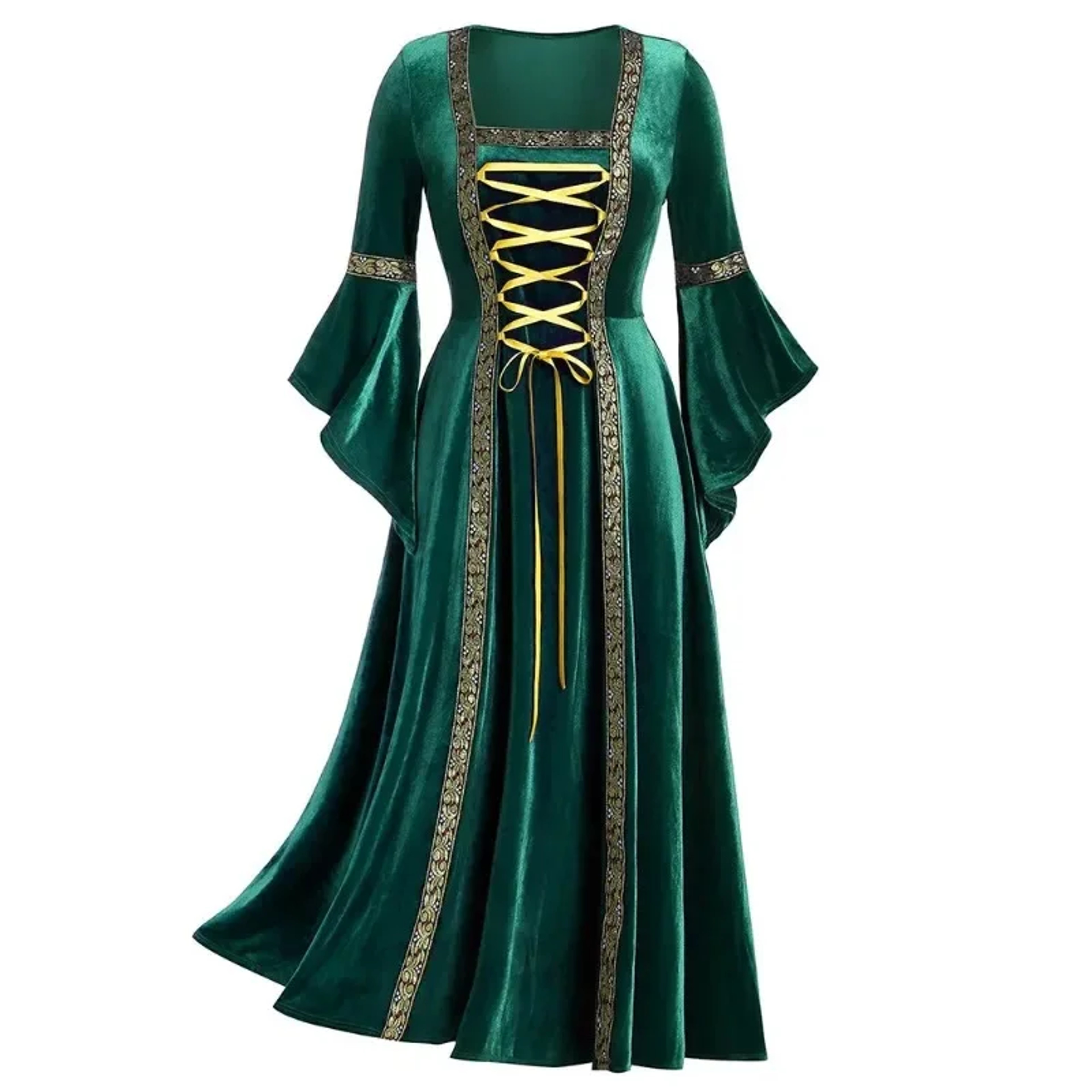 Vampire Witch Victorian Gothi Bandage Dress Women Long Sleeve Medieval Cosplay Vintage Look 0