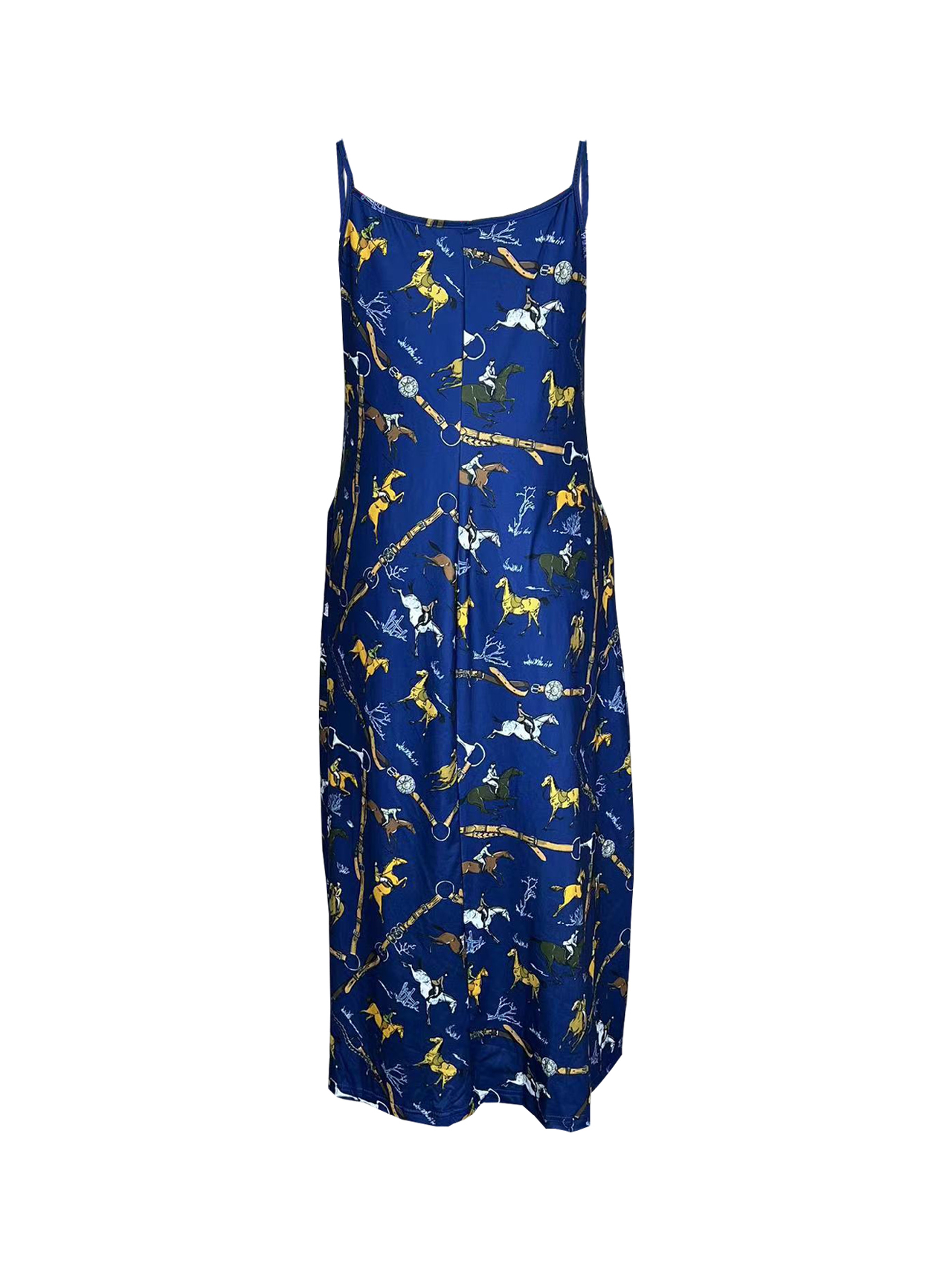 Womens Cross Border Summer Fashion Print Dress, Round Neck Sling Dress for Casual Daily Wear – view 5