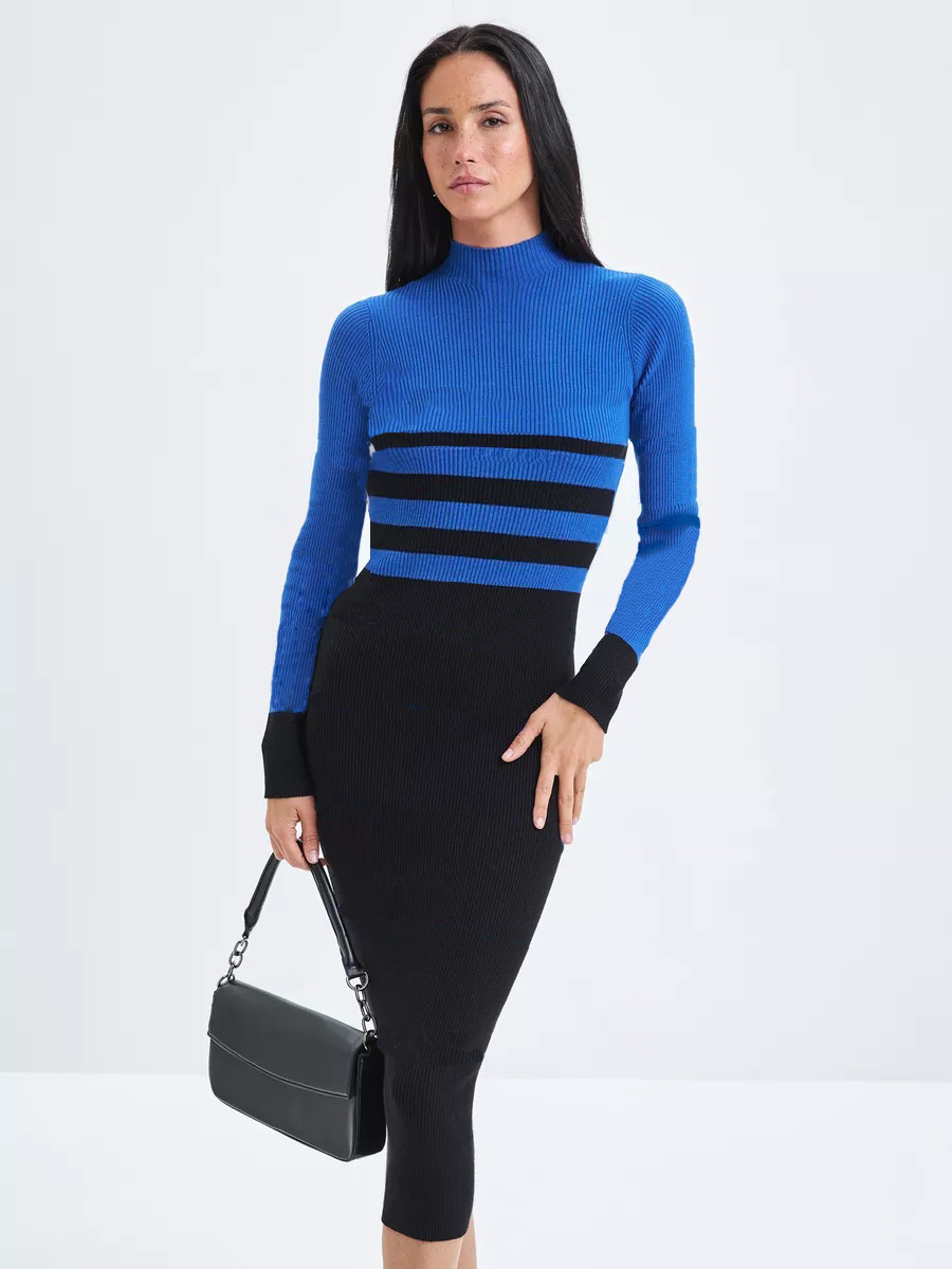 Striped Bodycon Dress Fall Holiday Vestido Long Sleeve Knit Office Lady Elegant Dress 11