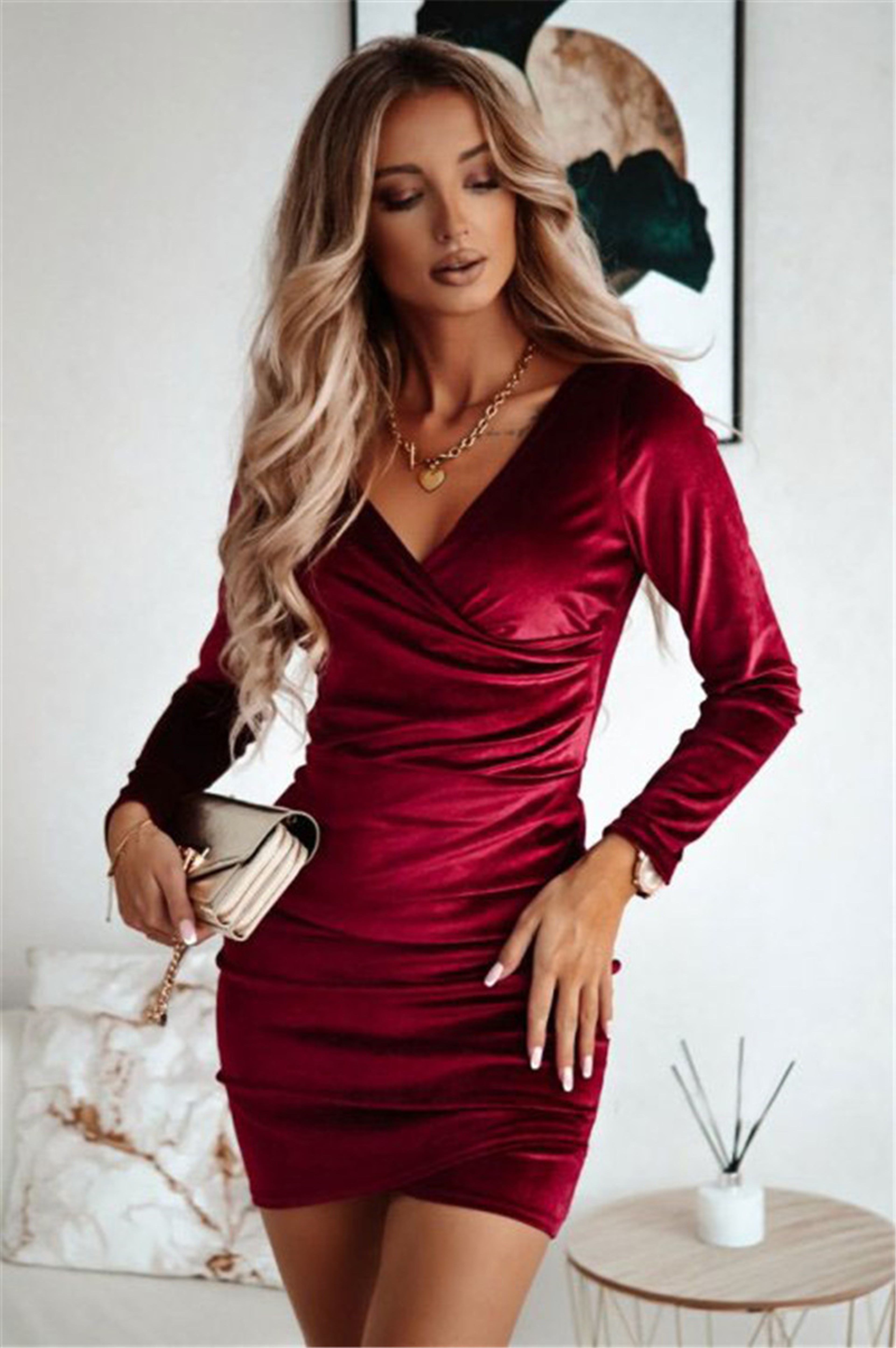European Style Autumn and Winter Pleated Dress Color Elegant Daily Skirt for Women – view 1