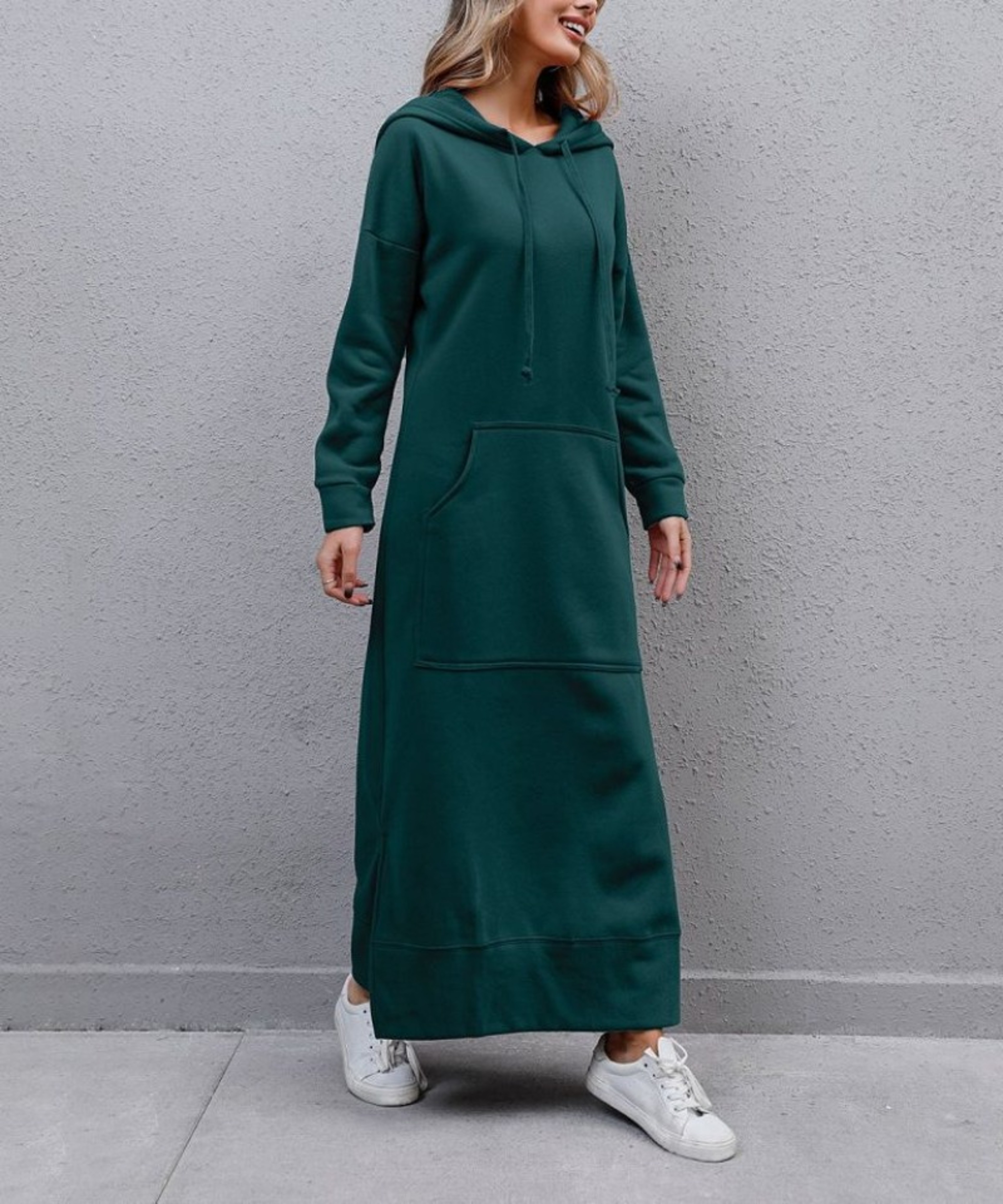 Cozy Hooded Winter Sweatshirt Dress for Women Casual Midi Hoodie Dress – view 4