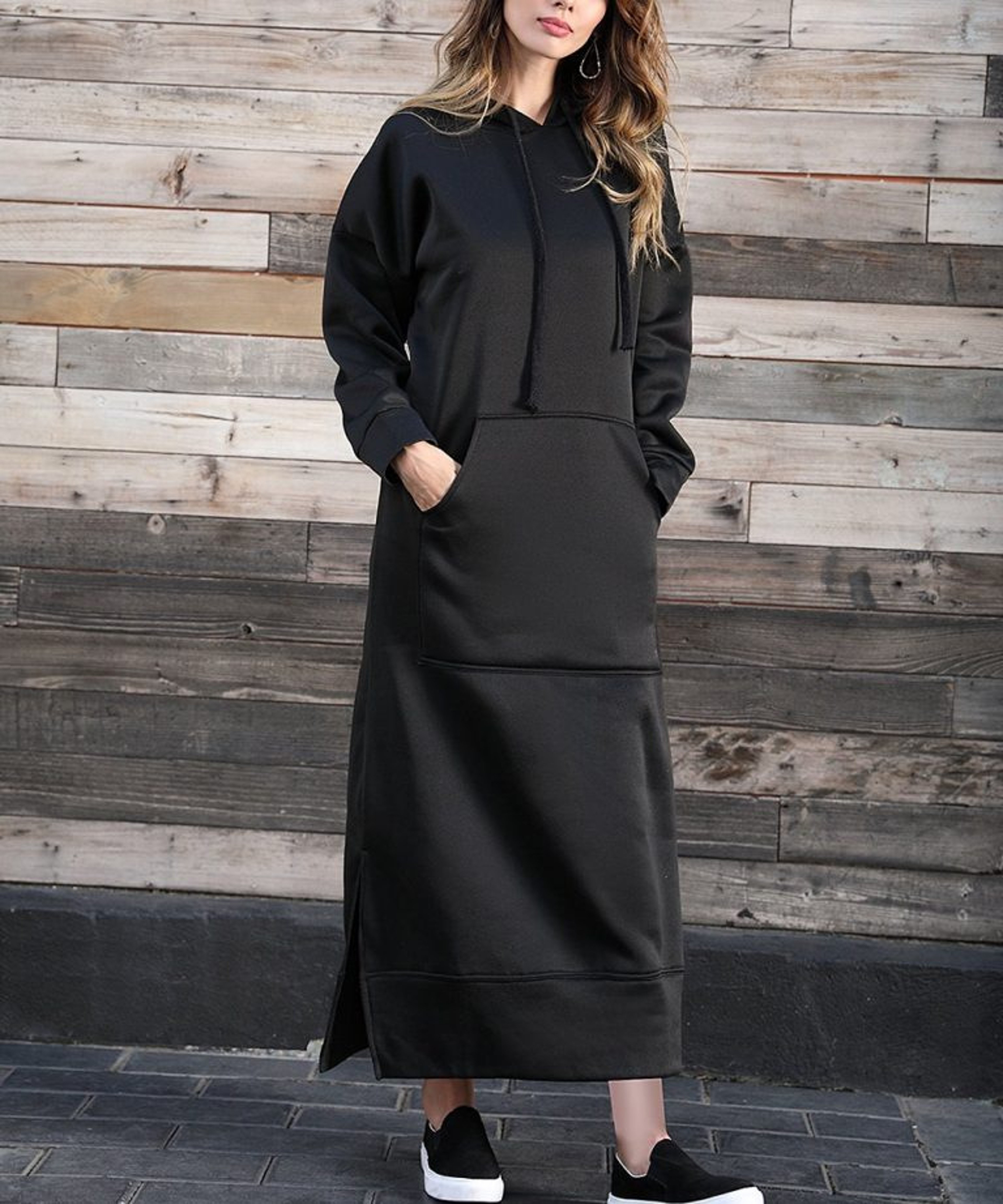 Cozy Hooded Winter Sweatshirt Dress for Women Casual Midi Hoodie Dress – view 11