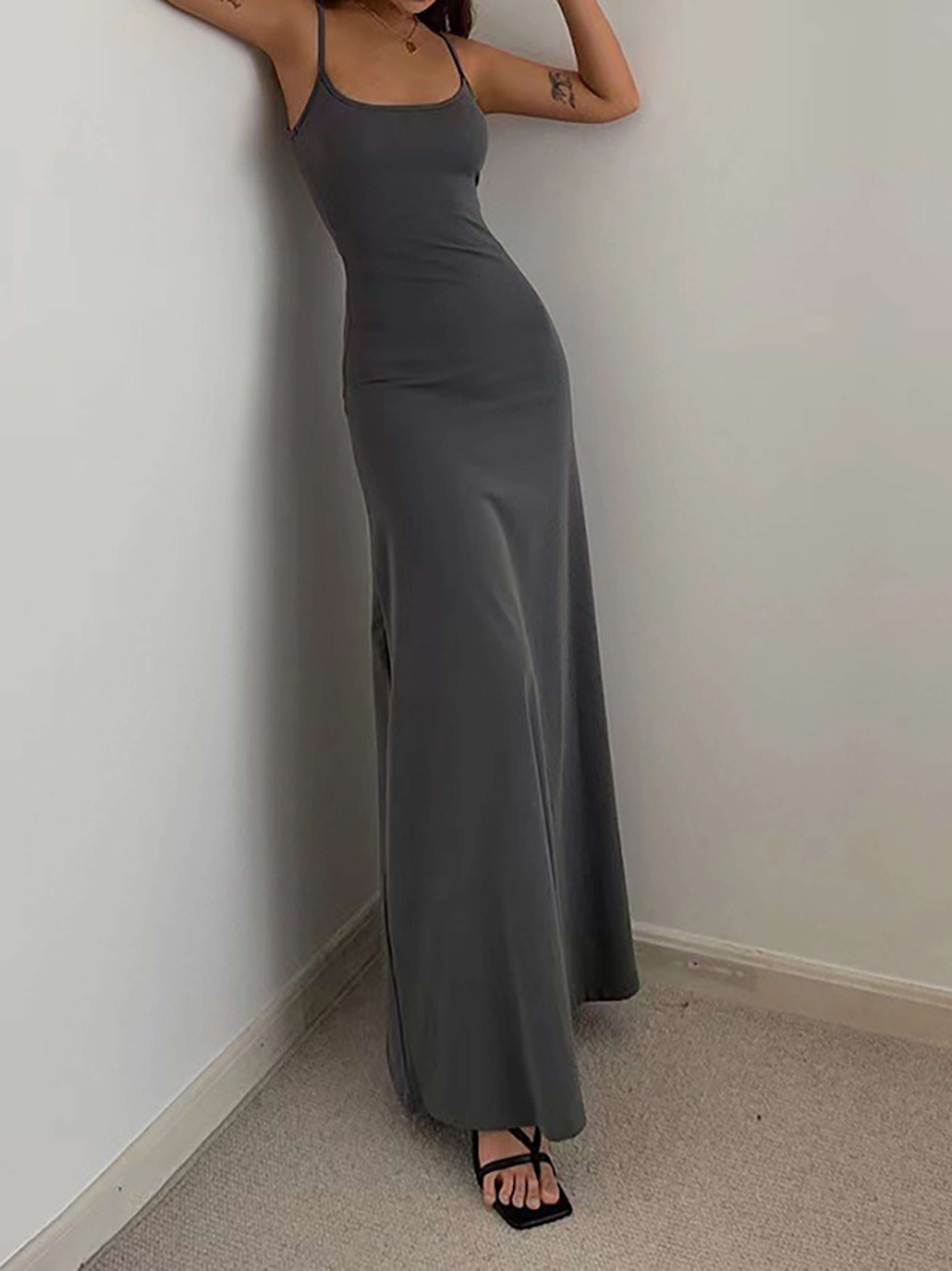 Waist Cinched High Skirt Mid Length Vest Solid Color Long Skirt Jumpsuit European And American Styl 7