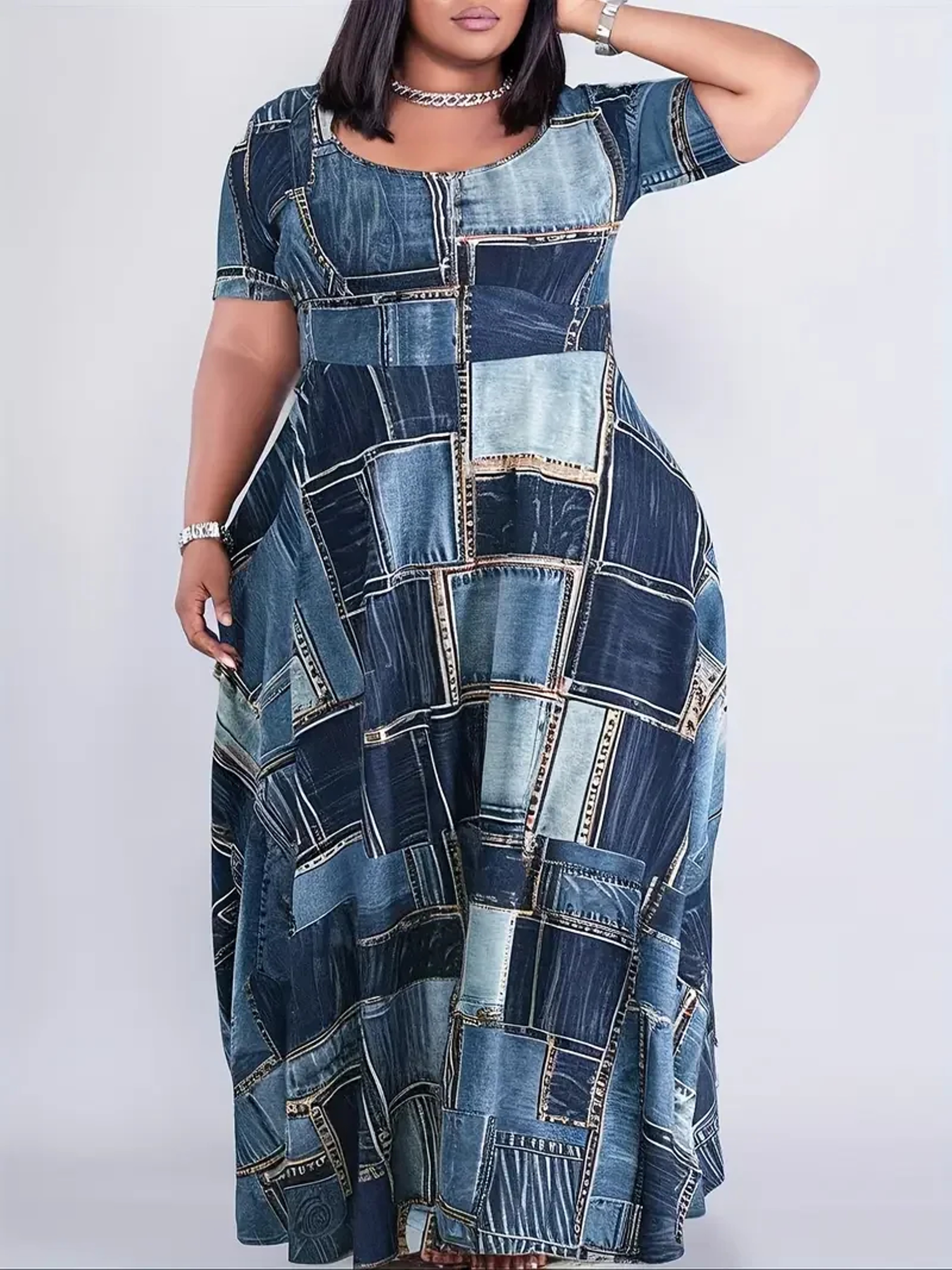Women Popular Large Size Printed Dress With Belt Long Sleeve Womens Clothing Fashionable Long Dress 5