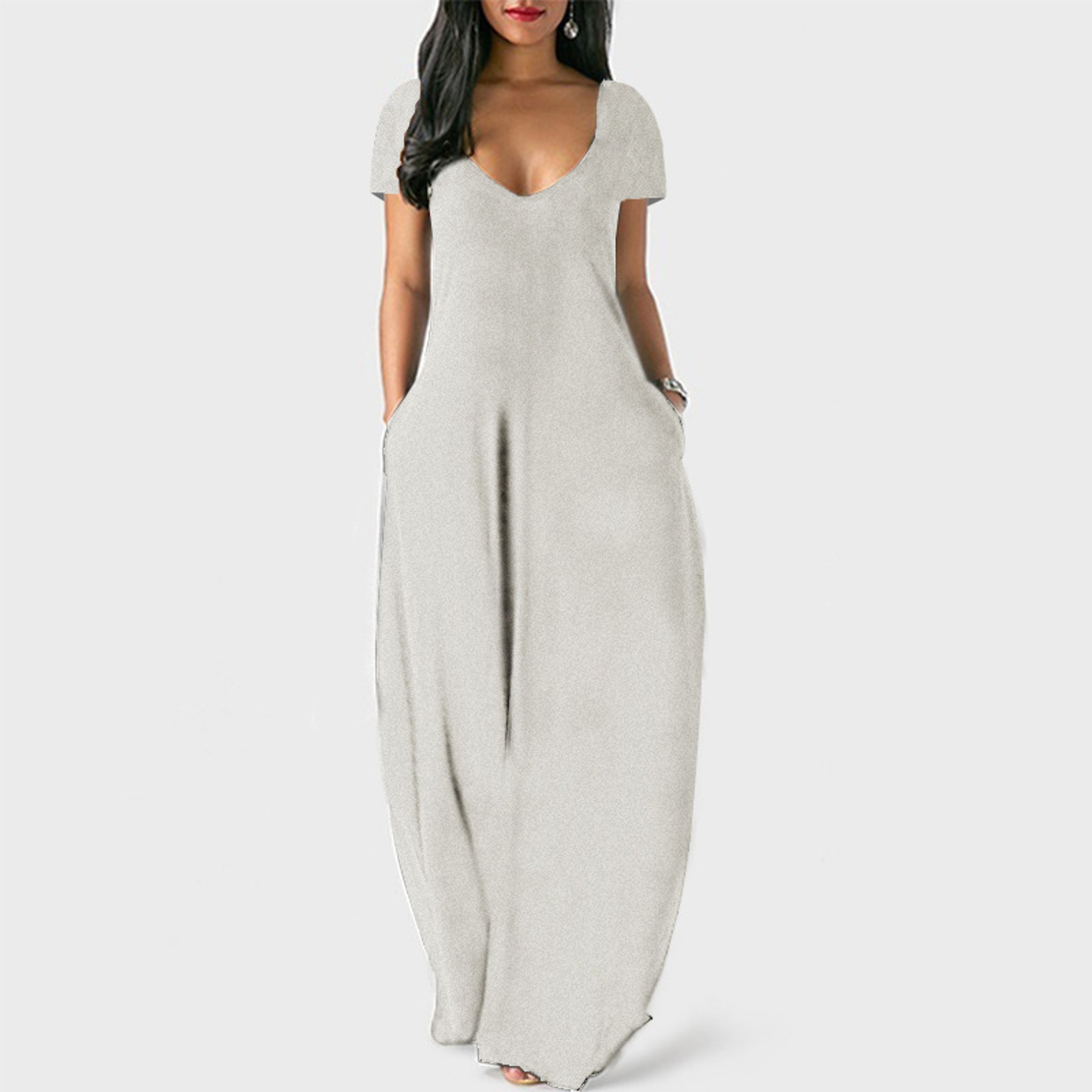 Women's Sexy Deep V Solid Color Dress, European and American Spring and Summer Long Skirt – view 10