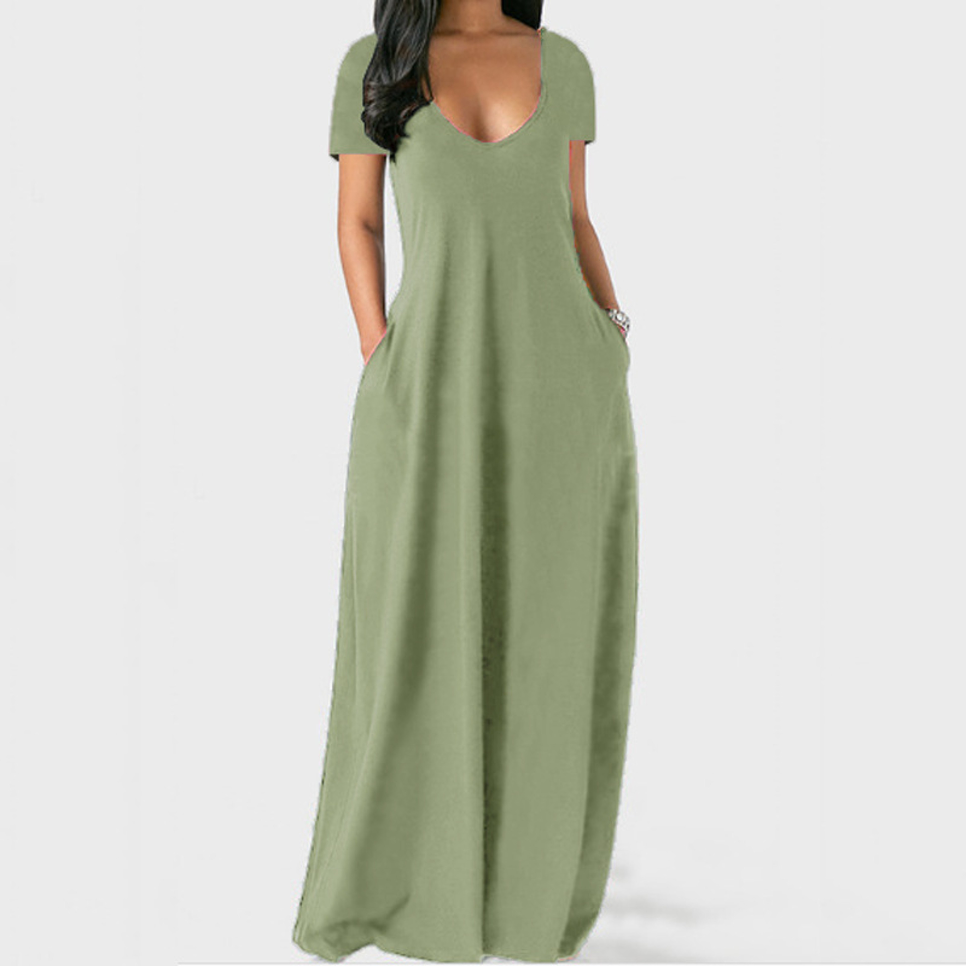 Women's Sexy Deep V Solid Color Dress, European and American Spring and Summer Long Skirt – view 11