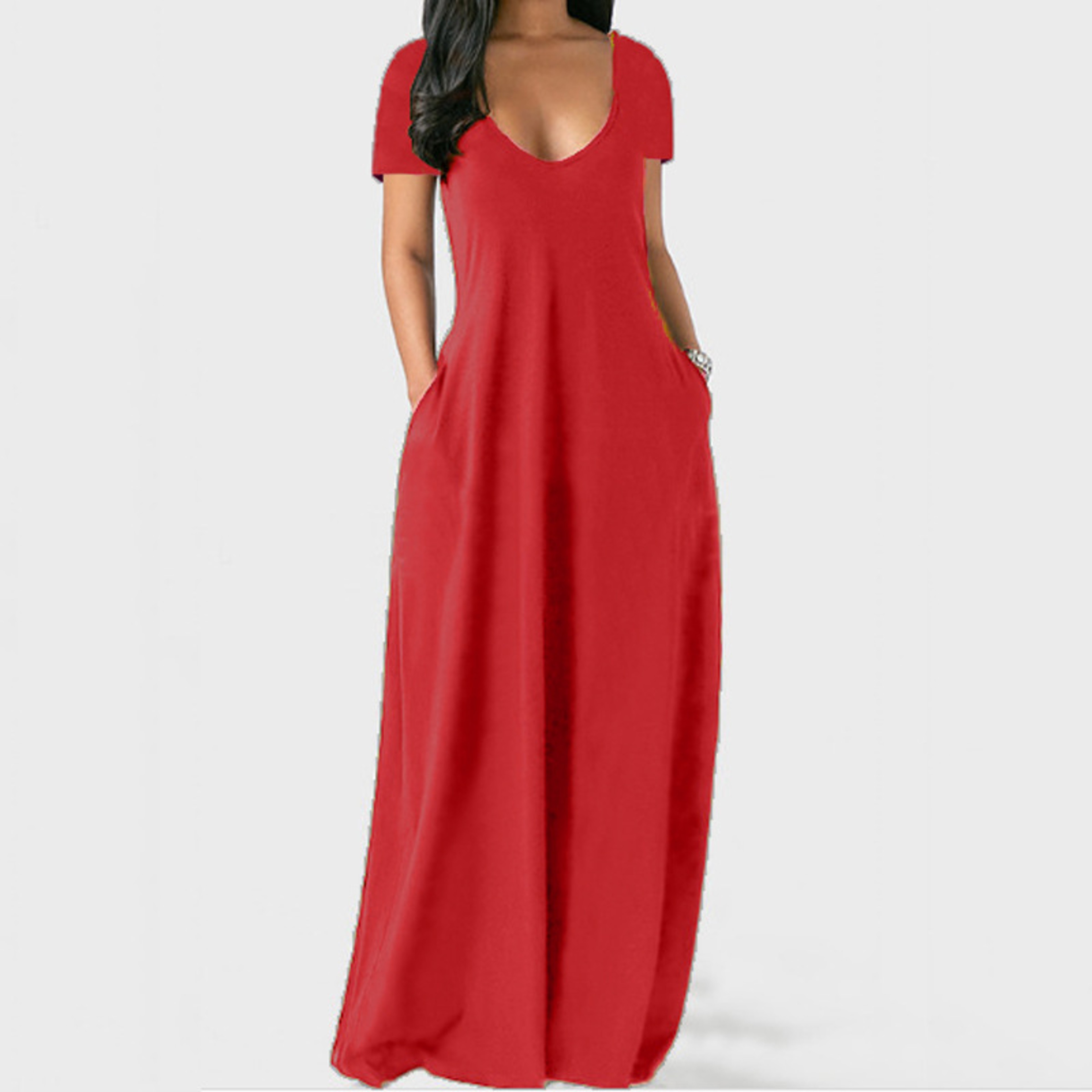 Women's Sexy Deep V Solid Color Dress, European and American Spring and Summer Long Skirt – view 9