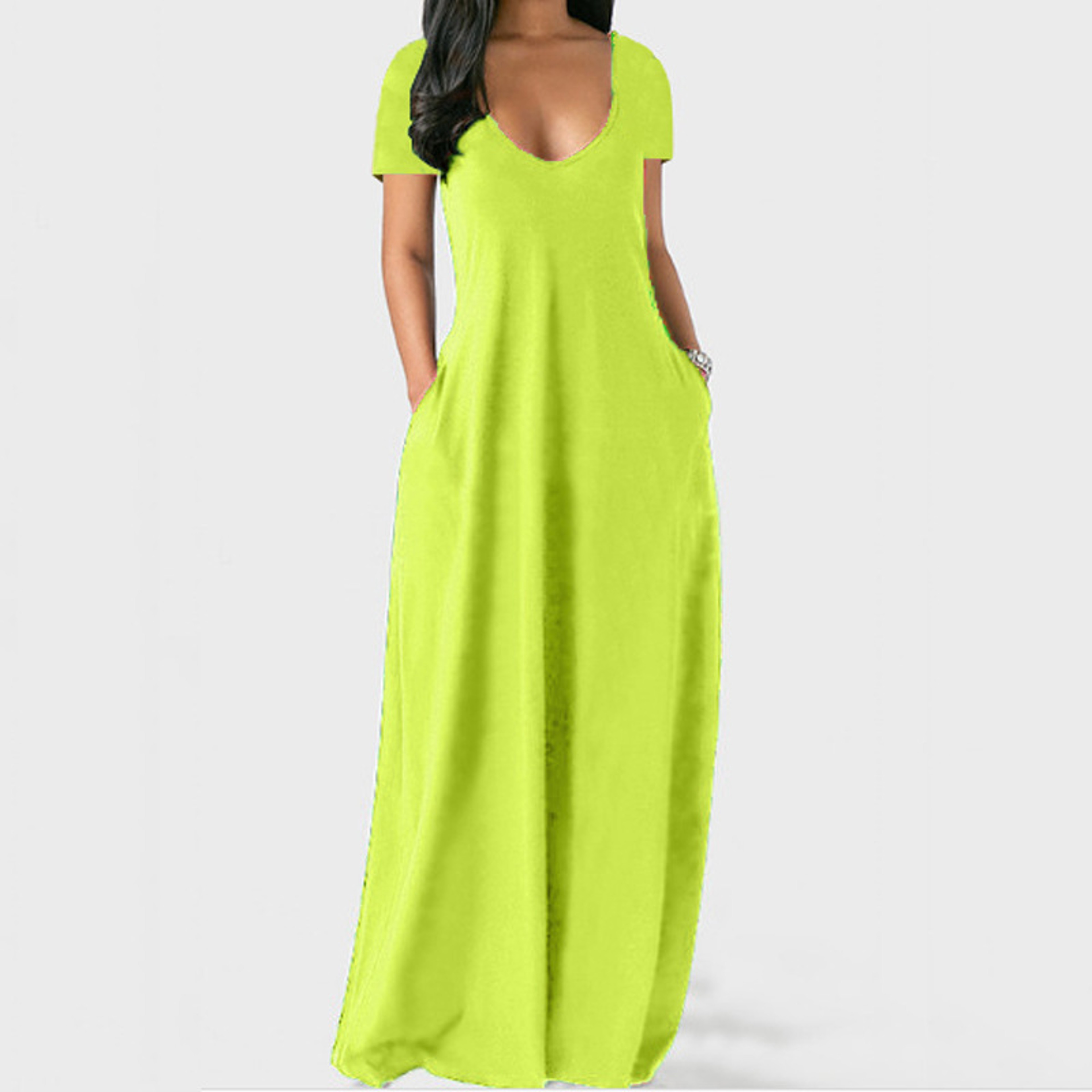 Women's Sexy Deep V Solid Color Dress, European and American Spring and Summer Long Skirt – view 16
