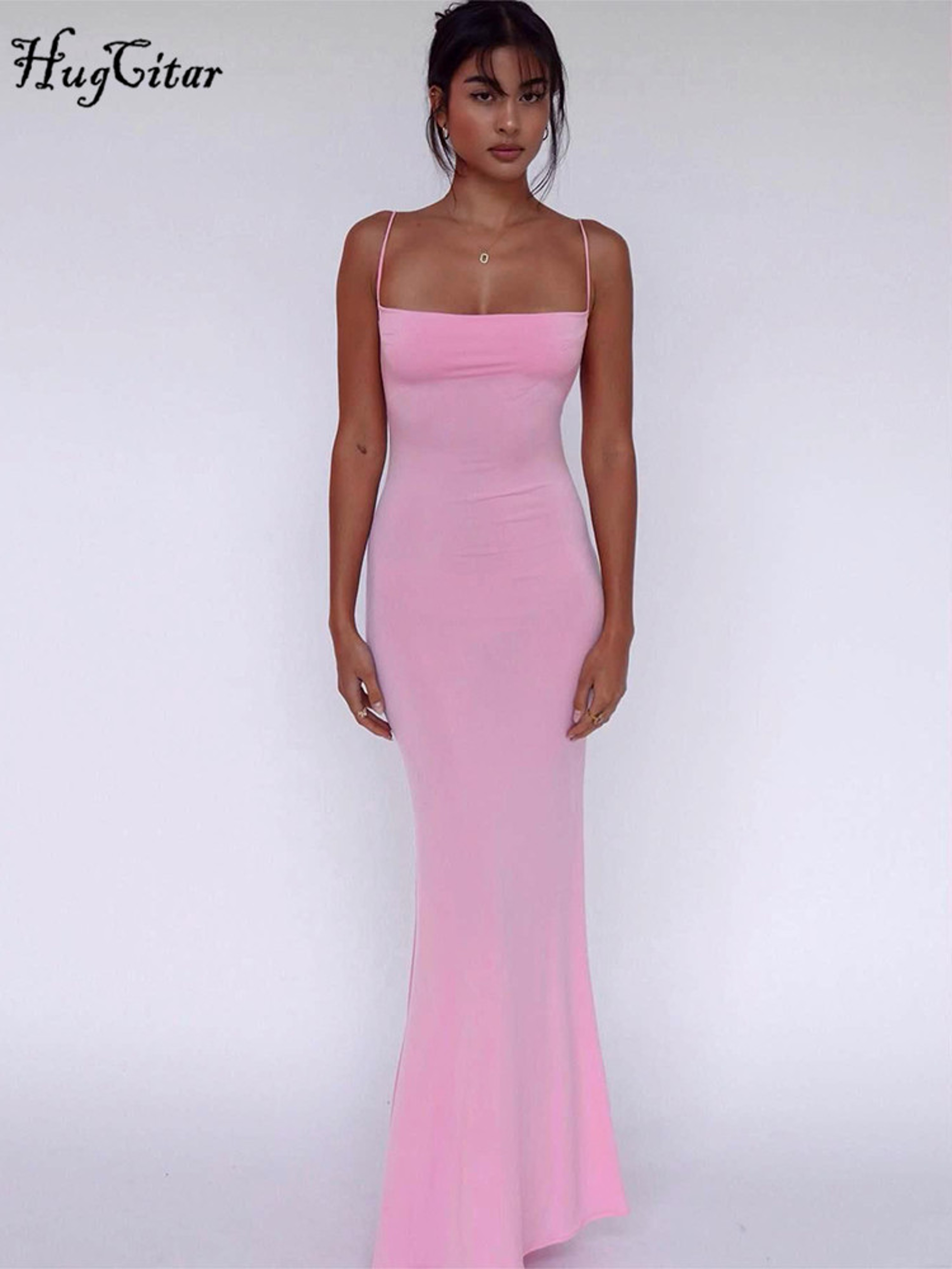 Elegant Sexy Backless Bodycon Maxi Dress For Women Spring Birthday Party Casual Solid Sleeveless 3