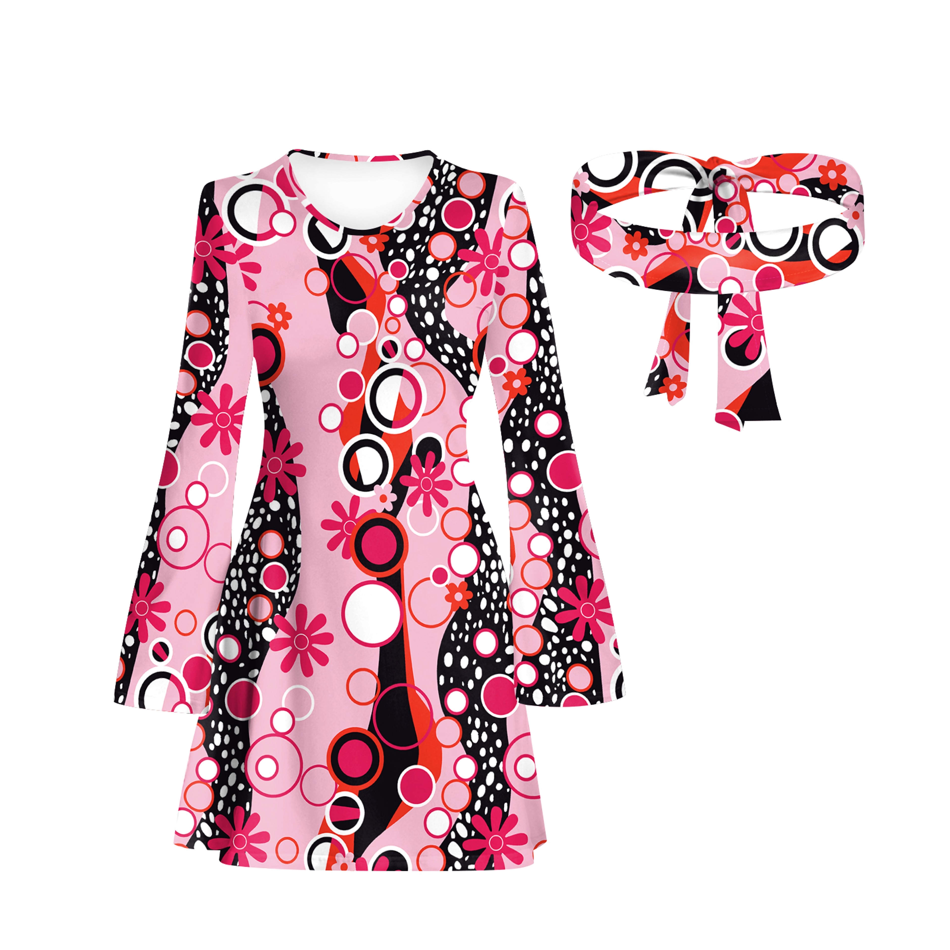 Disco Floral Printed Womens Bohemian Dress Holiday Hippie Outfit Clothes 8