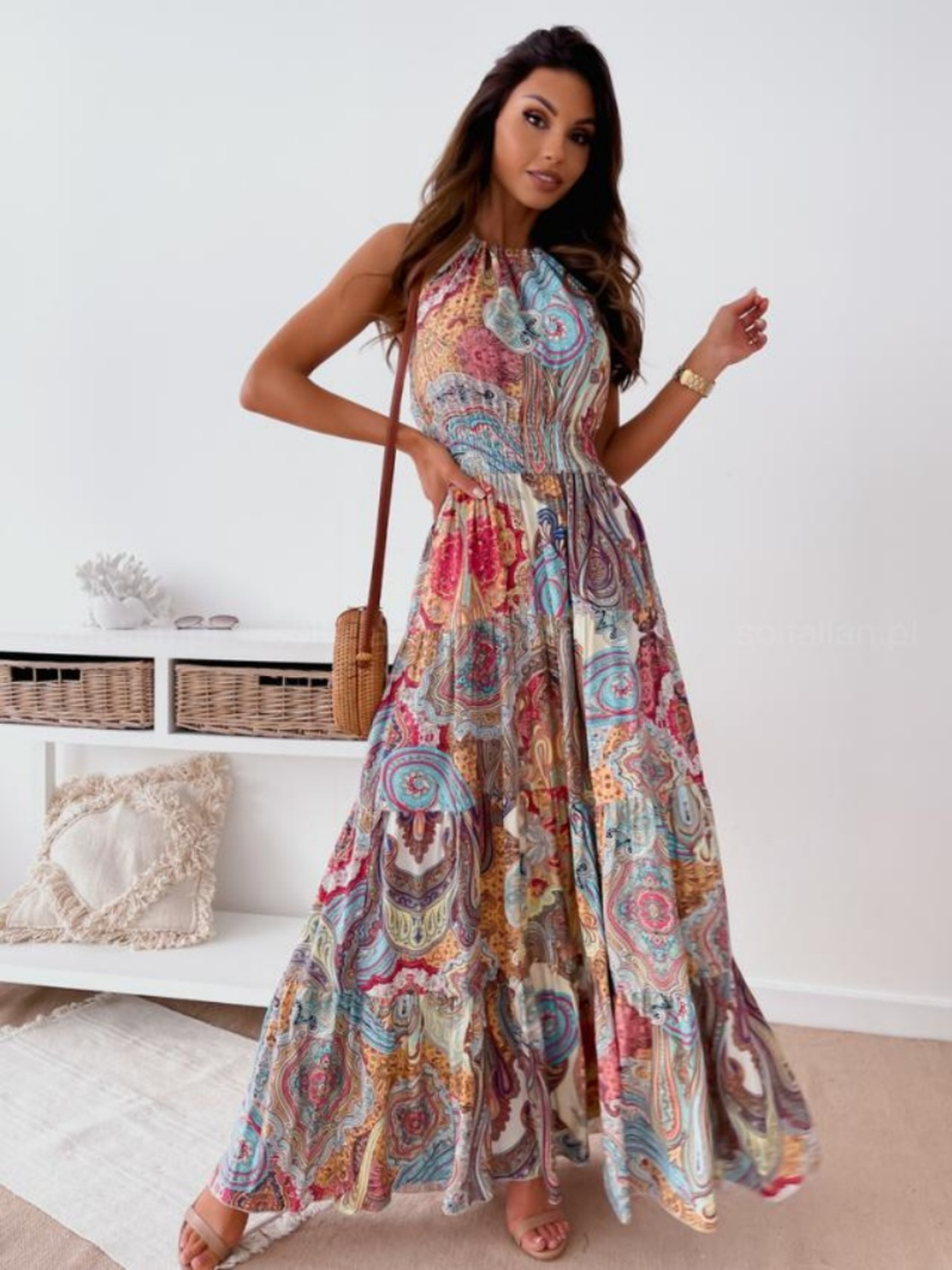 Fashionable Bohemian-Style Printed Backless Suspender Long Dress for Women, Sexy and Elegant Summer Dress, Trendy Boho – view 3