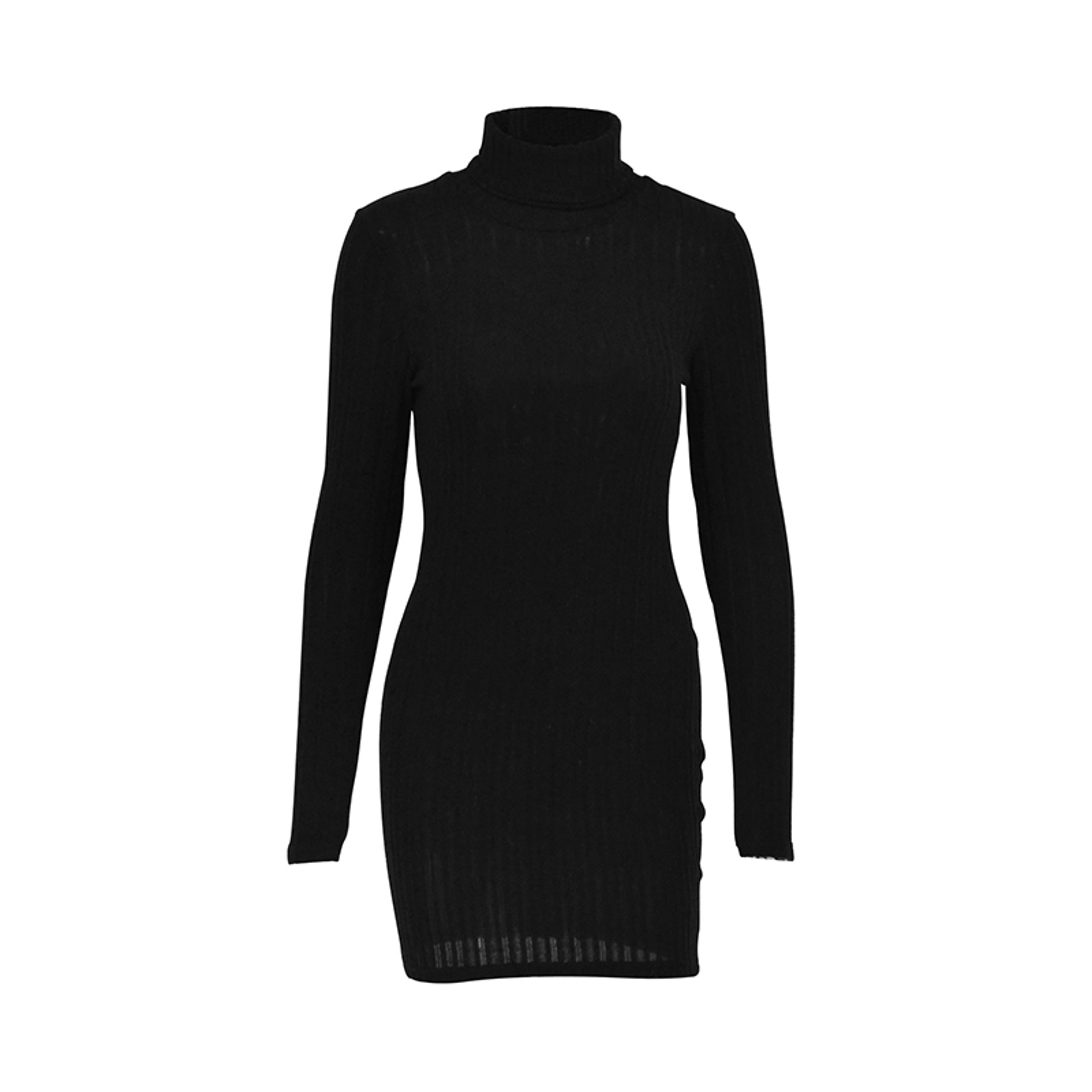 New Women Long Sleeves Turtleneck Sexy Solid Bodycon Sheath Mini Dress Autumn Winter Elegant Party Knitted Dresses – view 6
