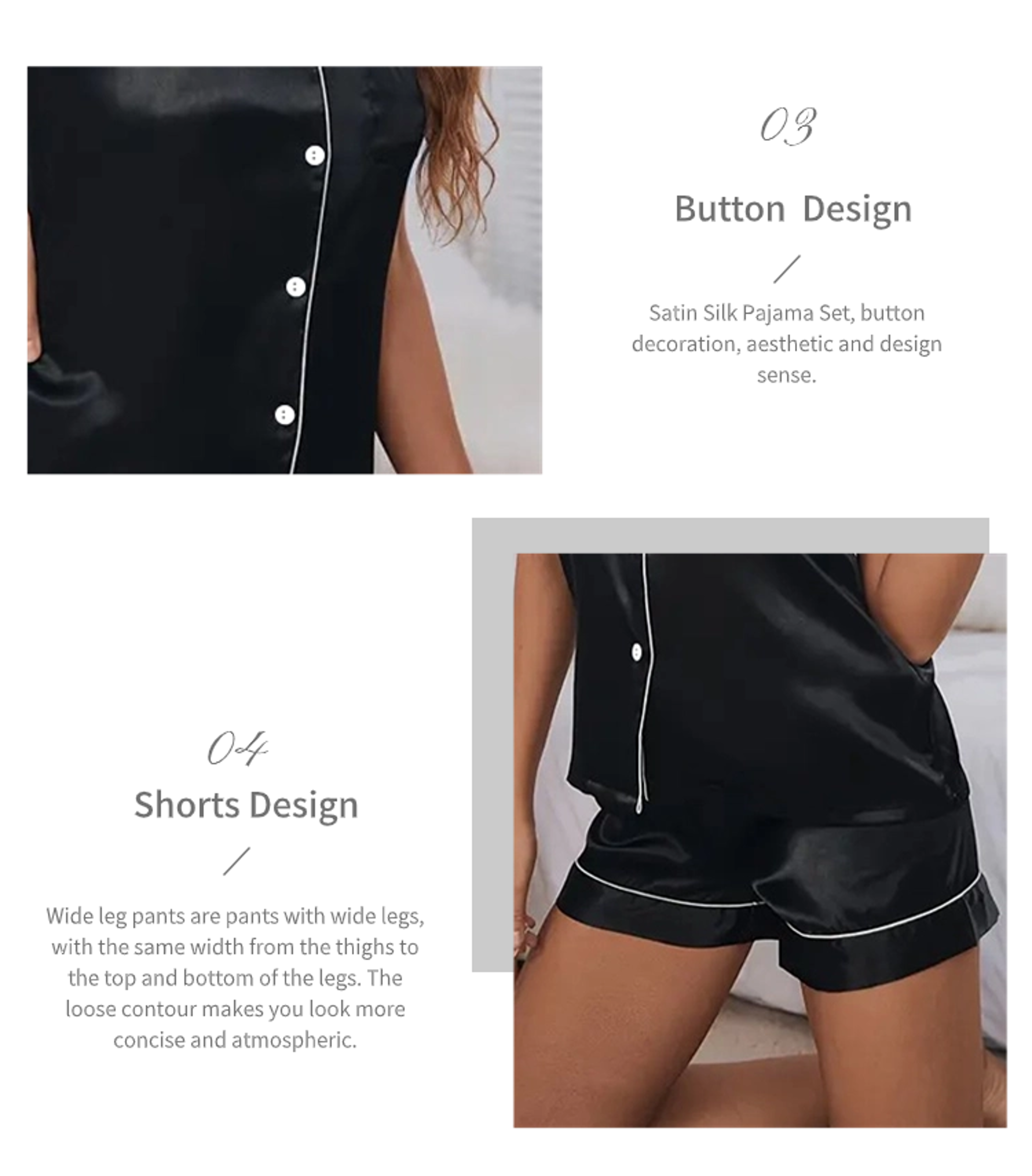 Women Pajama Set ButtonDown Pajama Homewear Sleepwear Shorts Loungewear 3