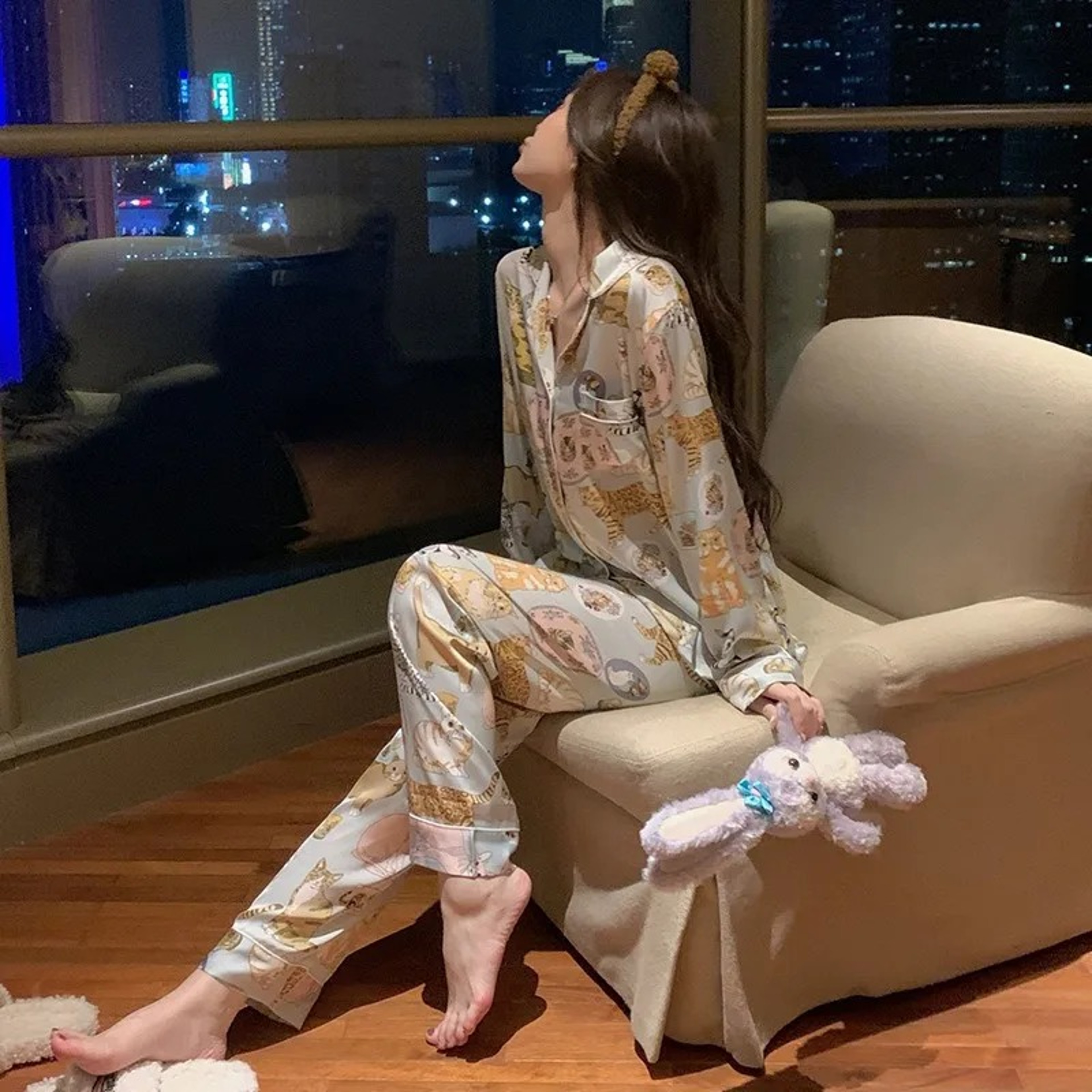 Women Cartoon Sleepwear Autumn Winter Pajamas Long Sleeve Long Trousers HomeWear Loungewear Nightwe 2