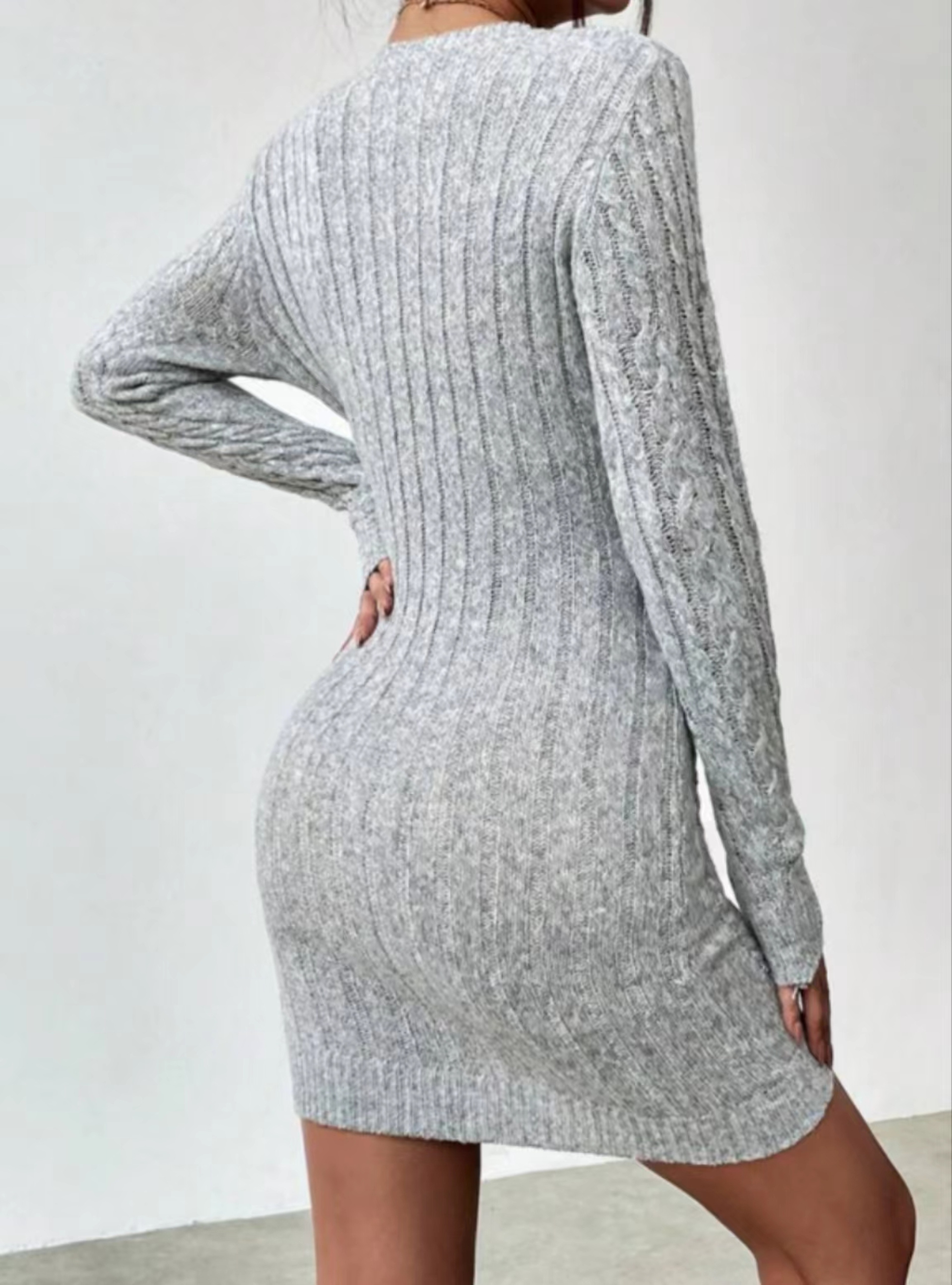 Slim Knit Crew Neck Dress Women's Spice Girl Niche Temperament Autumn Winter Slim Base with Short Skirt – view 2