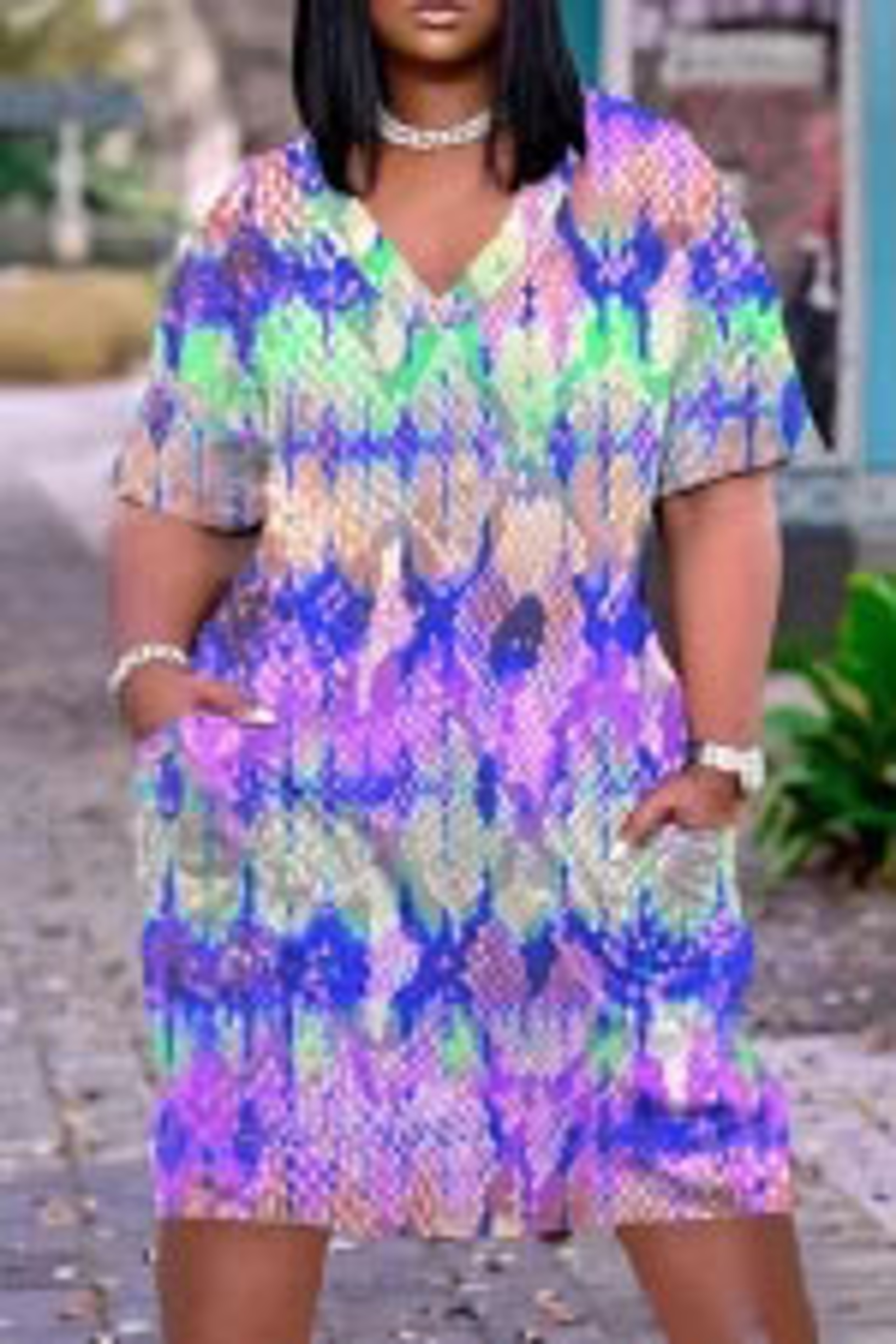 Elegant Loose VNeck Short Sleeve Women Dress For Beach Parties 7