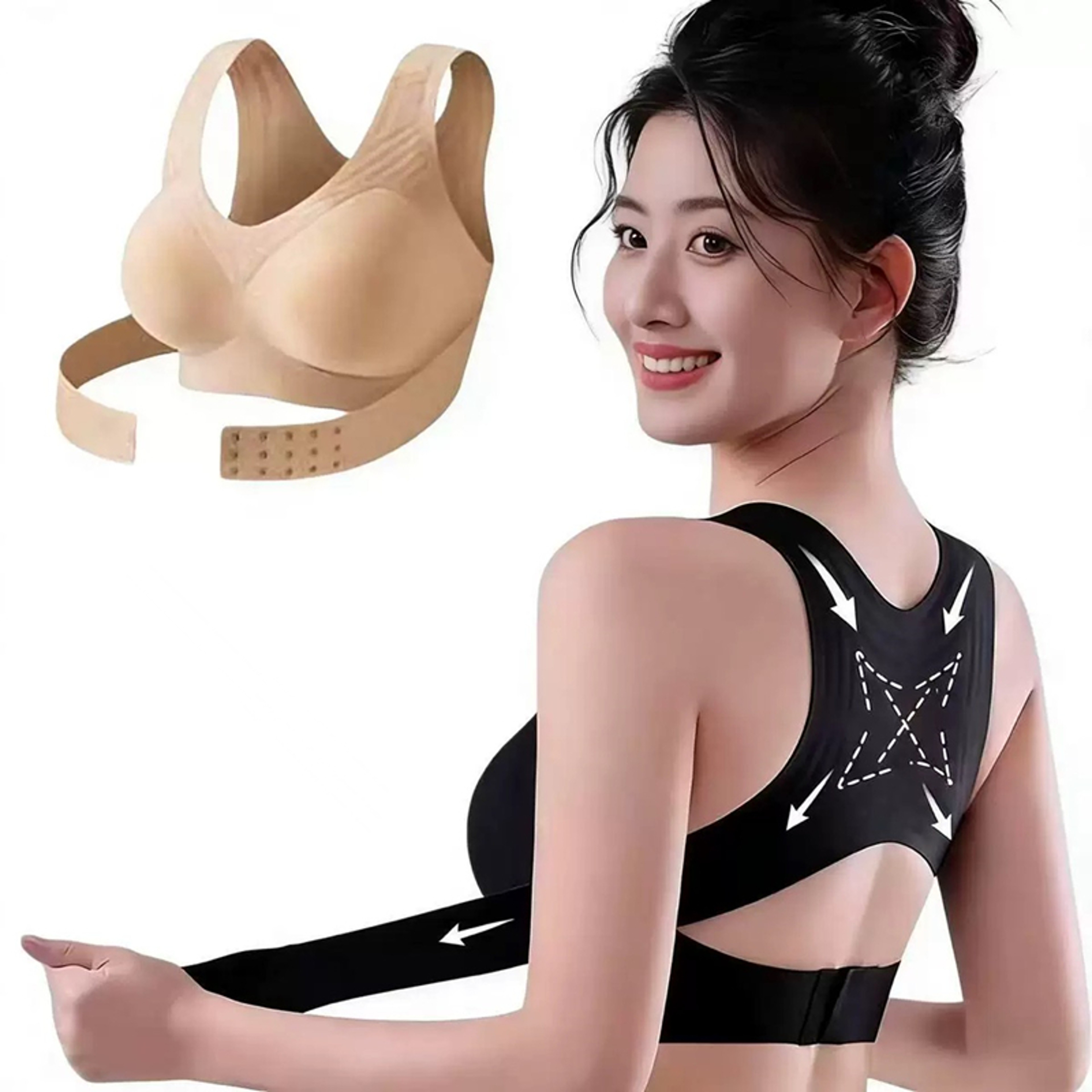 LiftEase Posture Support Bra Seamless Front Closure Push Up Sports Bra 0