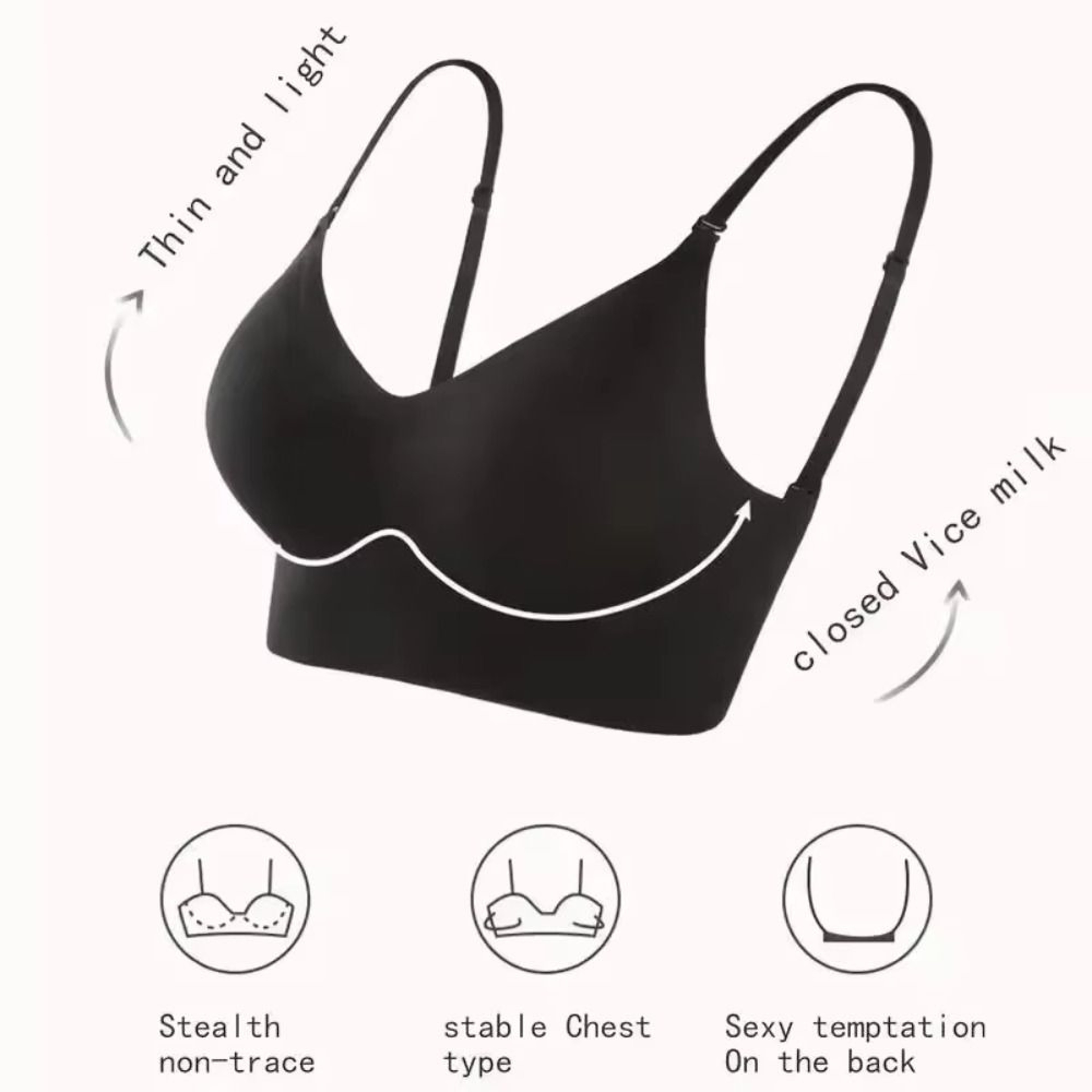 Invisible U Plunge Backless Bra for Deep Neck Dresses Wireless Seamless Support – view 3