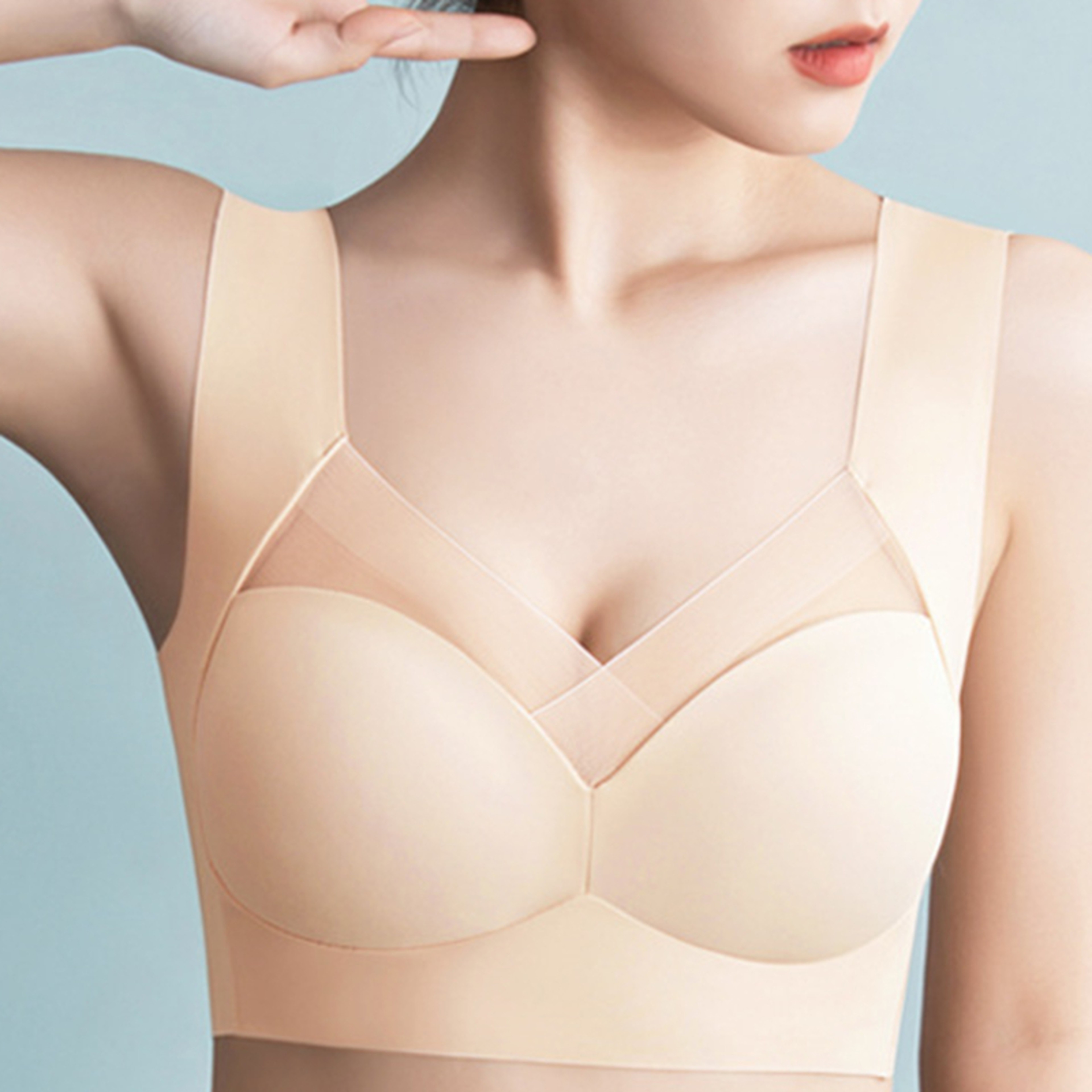 Plus Size Wireless Seamless Lace Bra – Supportive Comfort & Gentle Lift – view 8