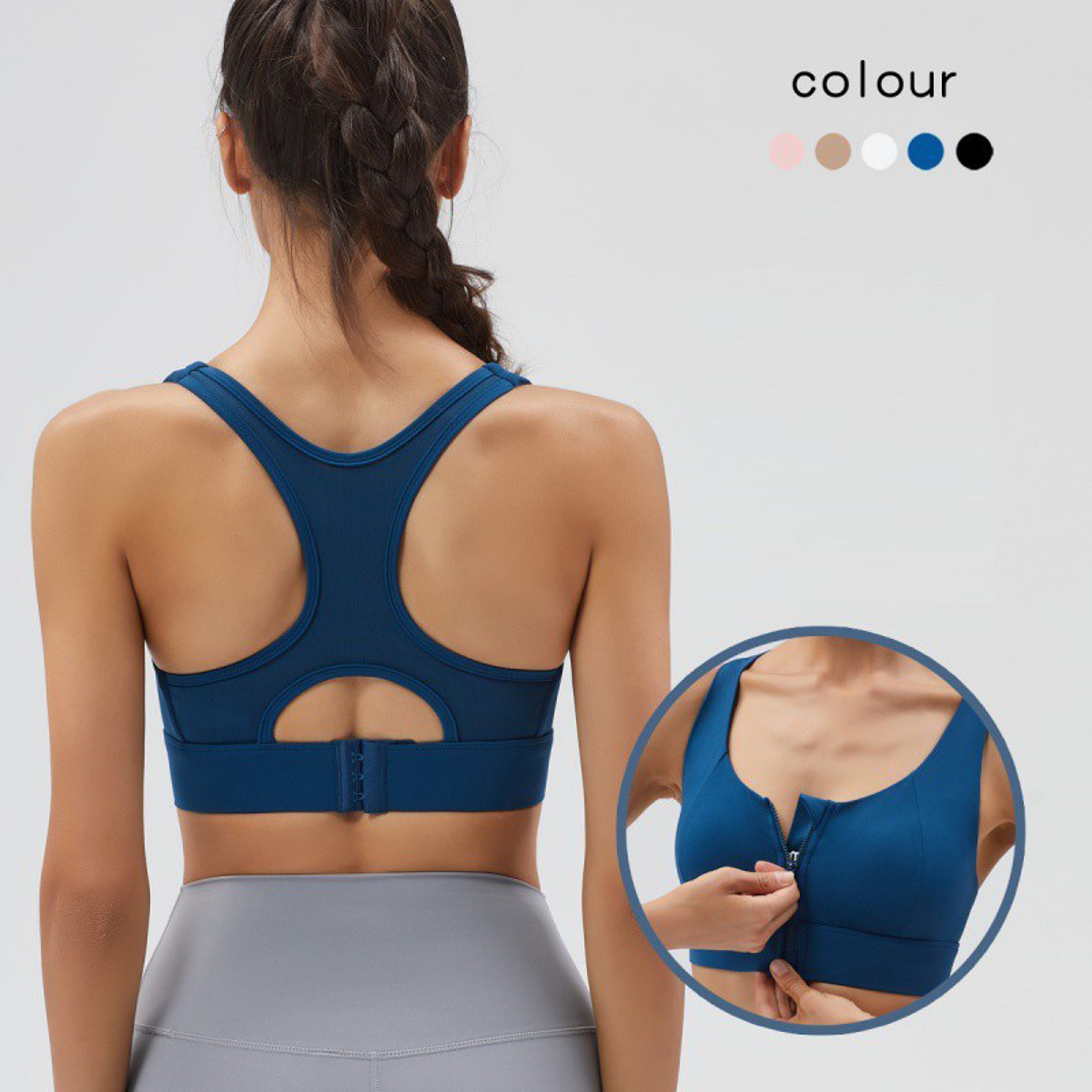 PowerZip High Impact Sports Bra for Women – Front Zipper Running, Yoga & Gym Support – view 6