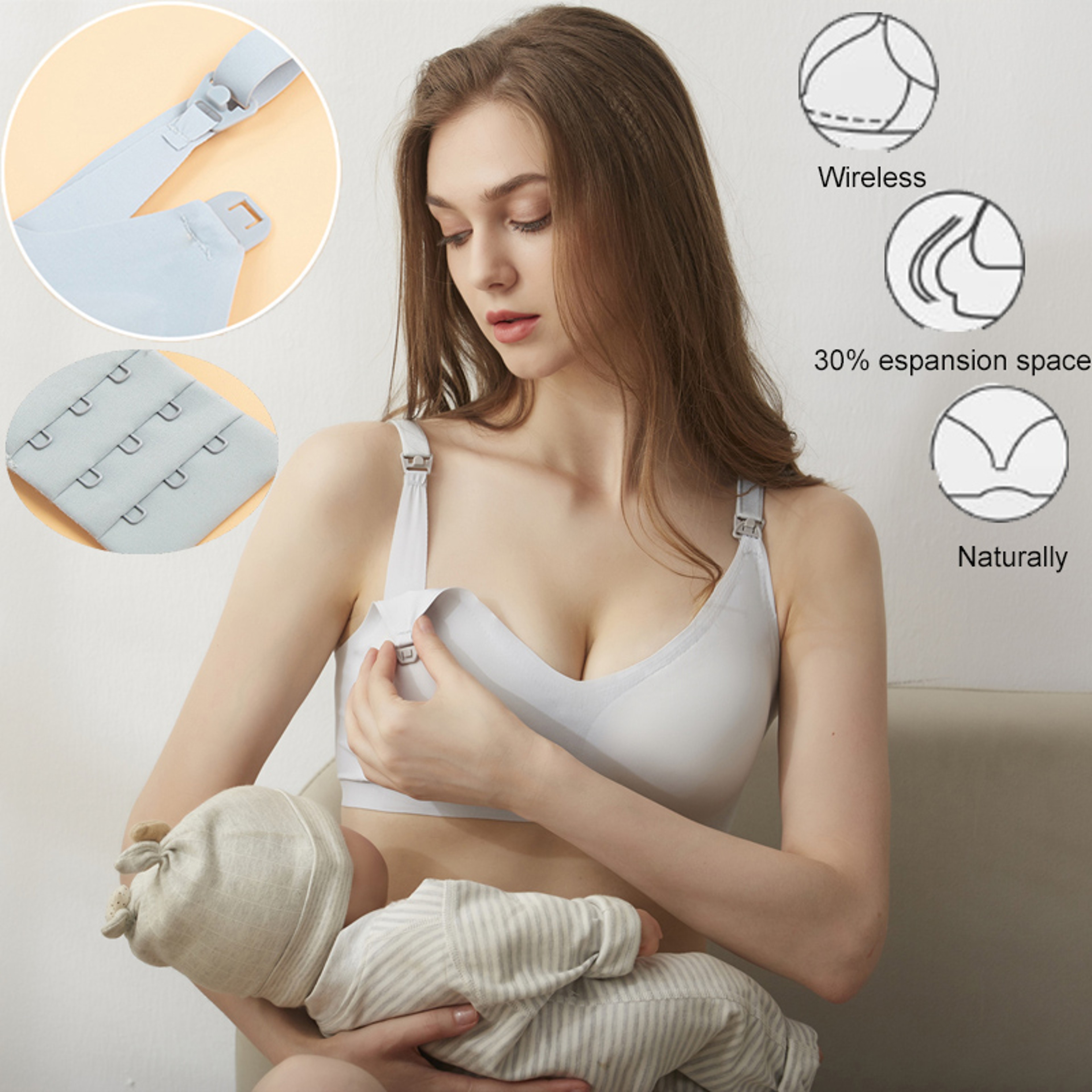 Plus Size Seamless Maternity Nursing Bra With Removable Pads  Easy Feeding 0
