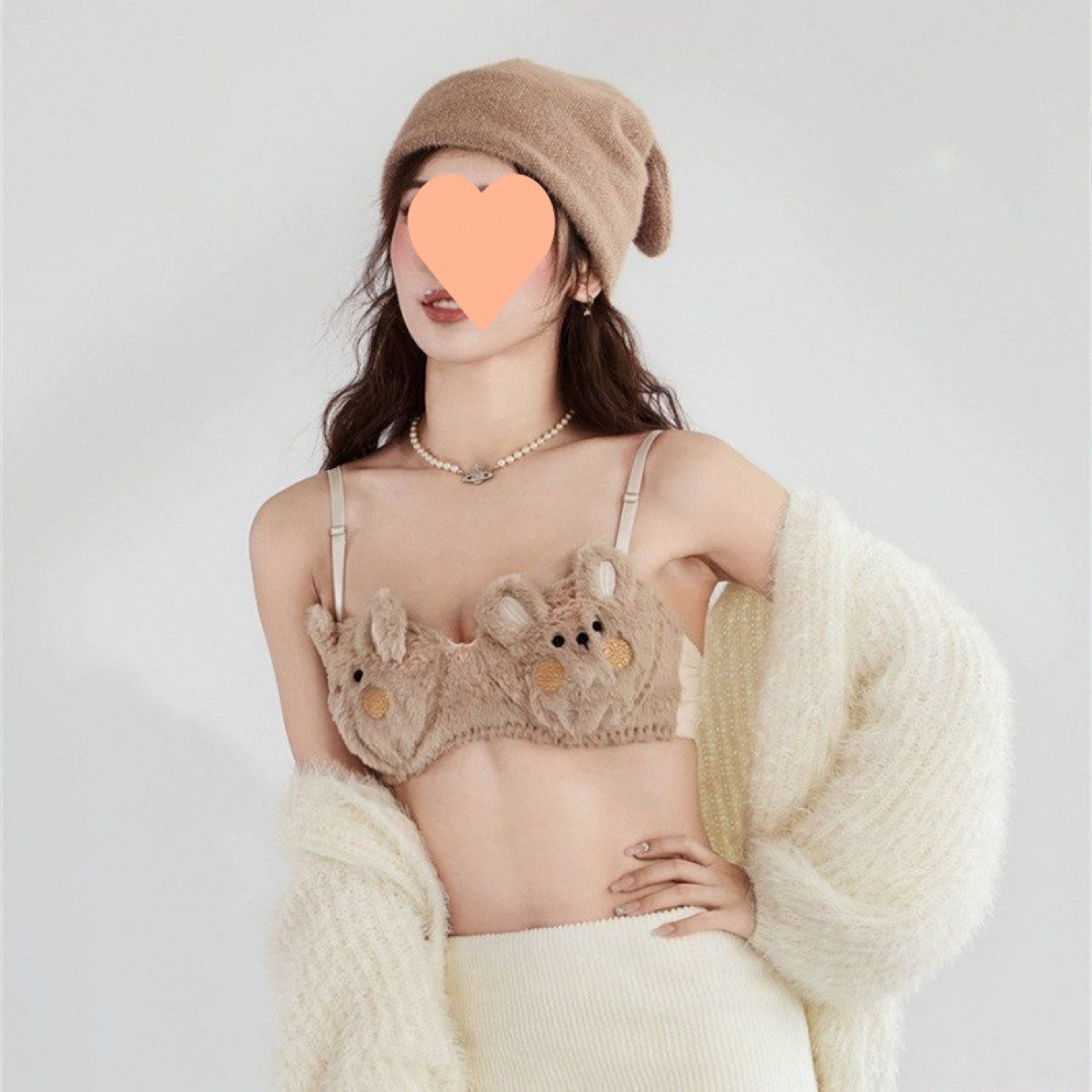 Cozy Kawaii Plush Winter Bra  Japanese Style Wireless Comfort Bra 10