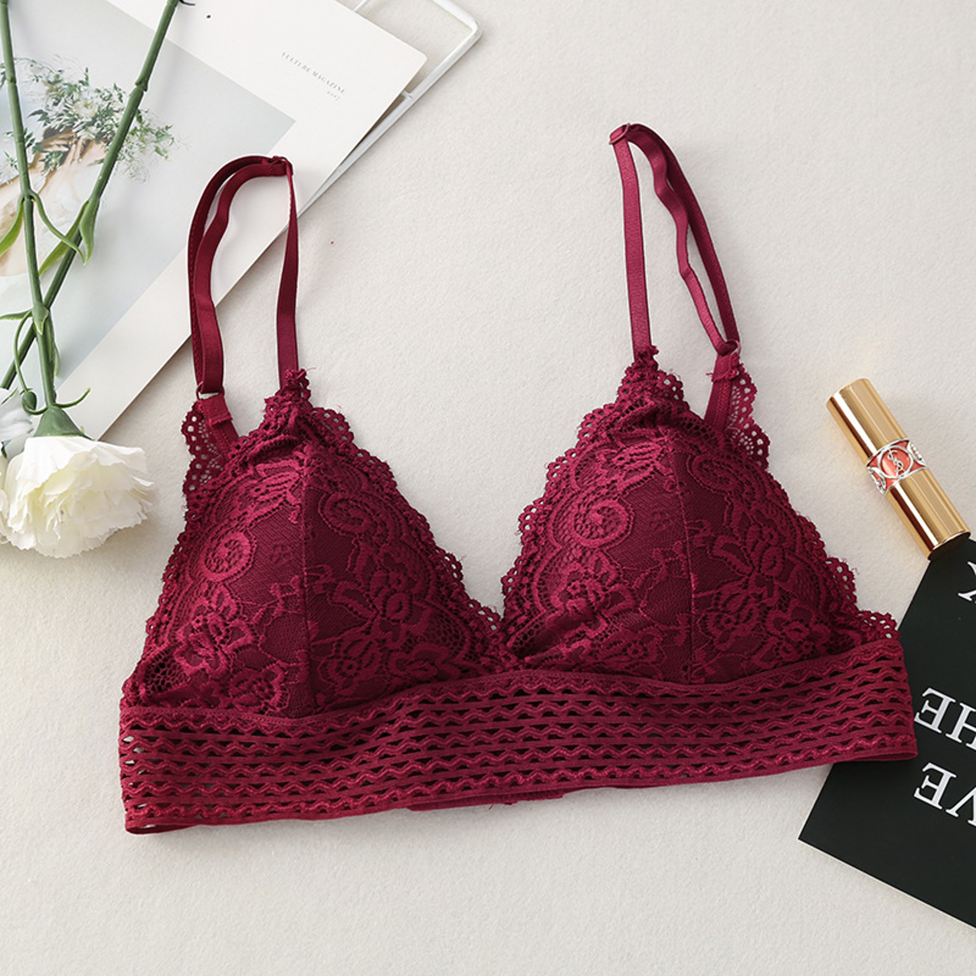 Floral Wireless Lace Bralette – Soft Push Up Bra for Women Comfort & Style – view 4