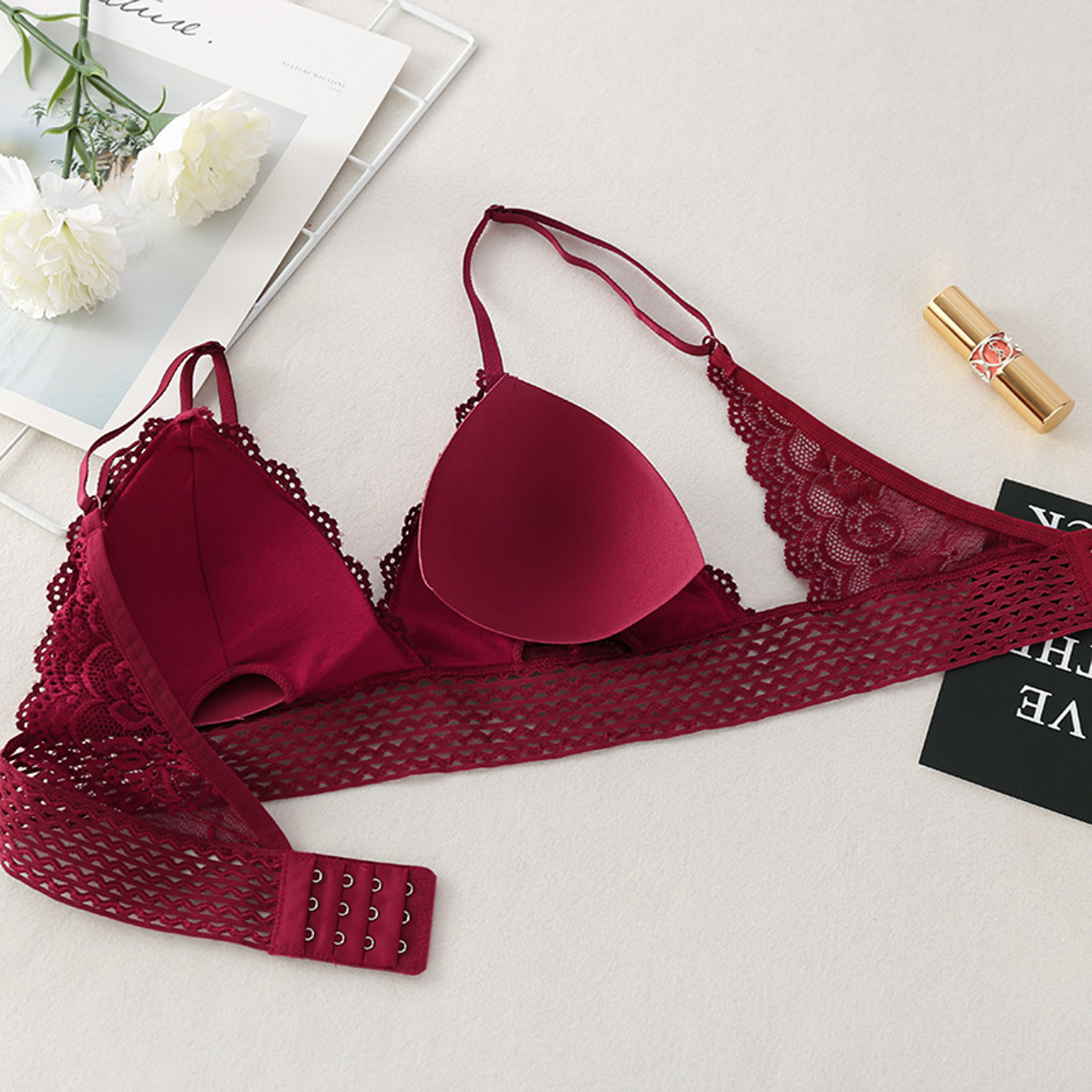 Floral Wireless Lace Bralette – Soft Push Up Bra for Women Comfort & Style – view 6