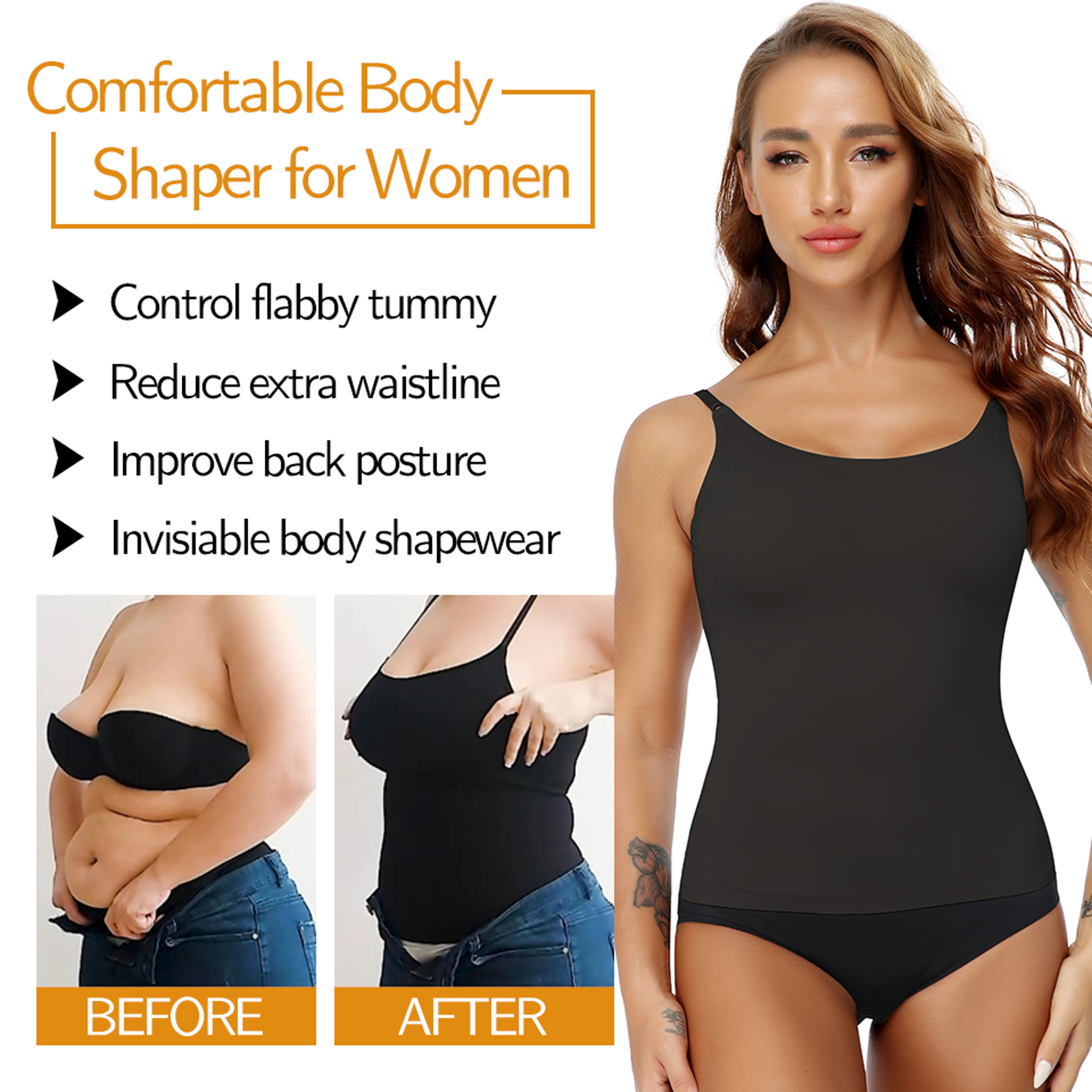 Womens Plus Size Tummy Control Shapewear Camisole Smooth Body Shaper – view 4