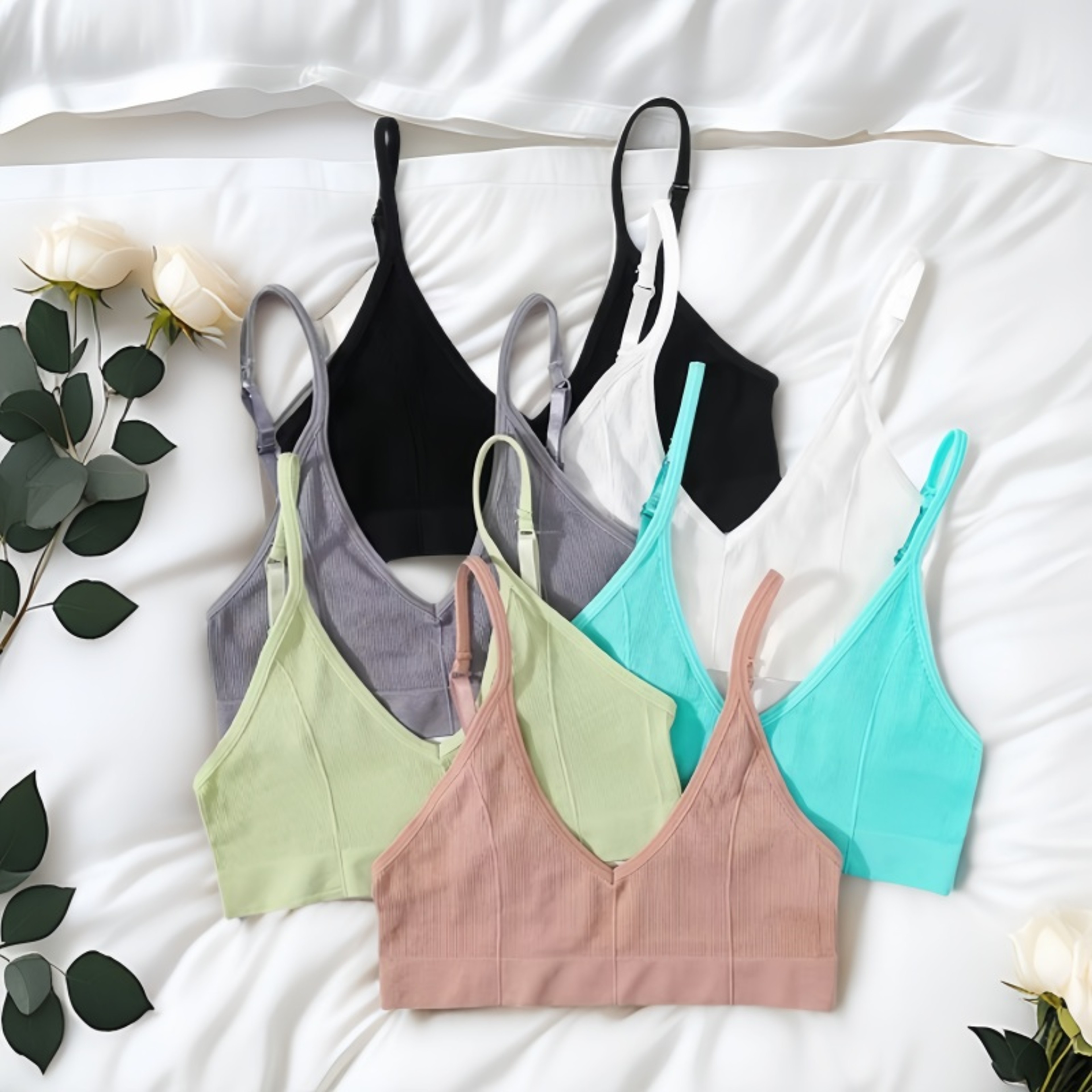 Seamless Wireless Bralette Crop Top  U Back Ribbed Comfort Bra 0