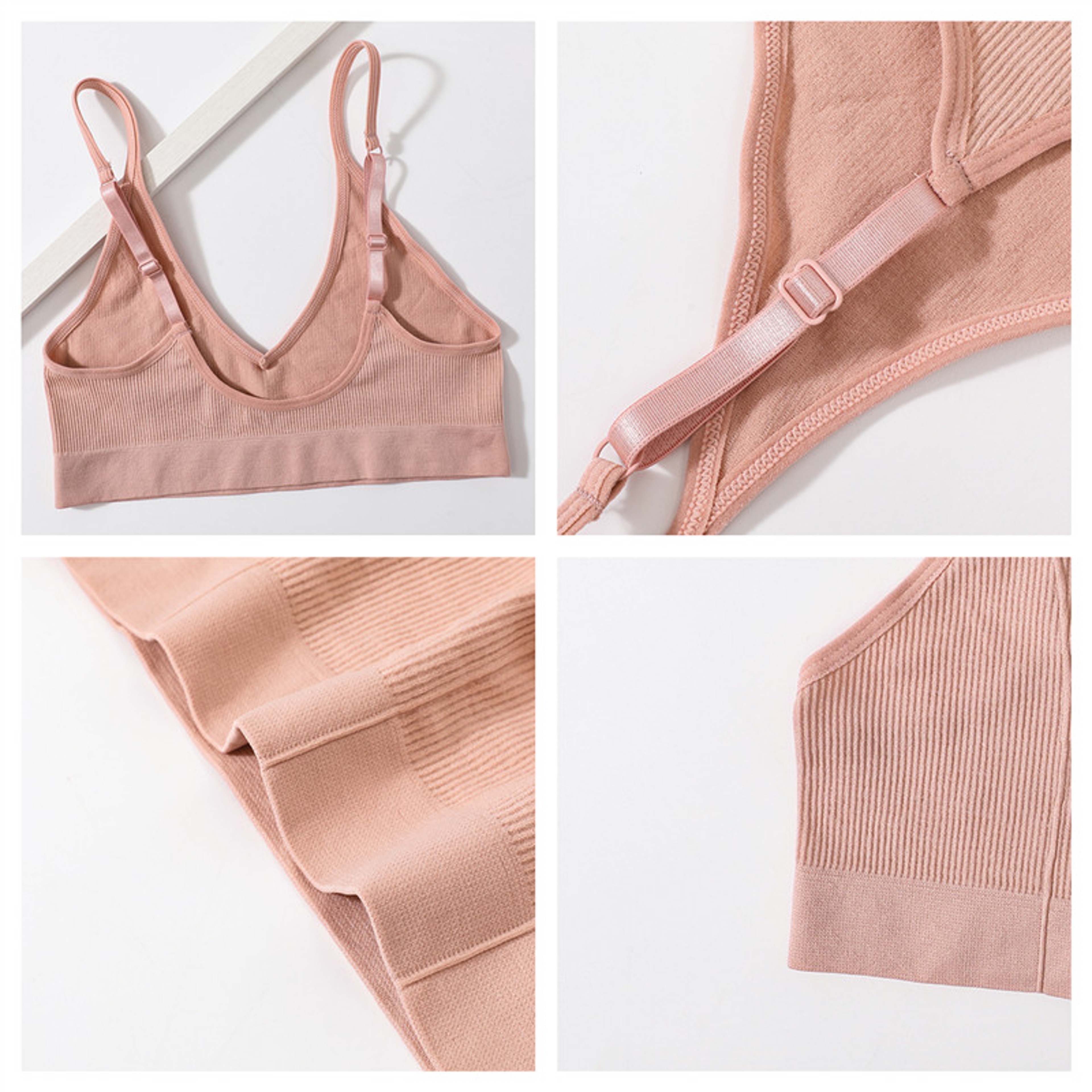 Seamless Wireless Bralette Crop Top  U Back Ribbed Comfort Bra 5