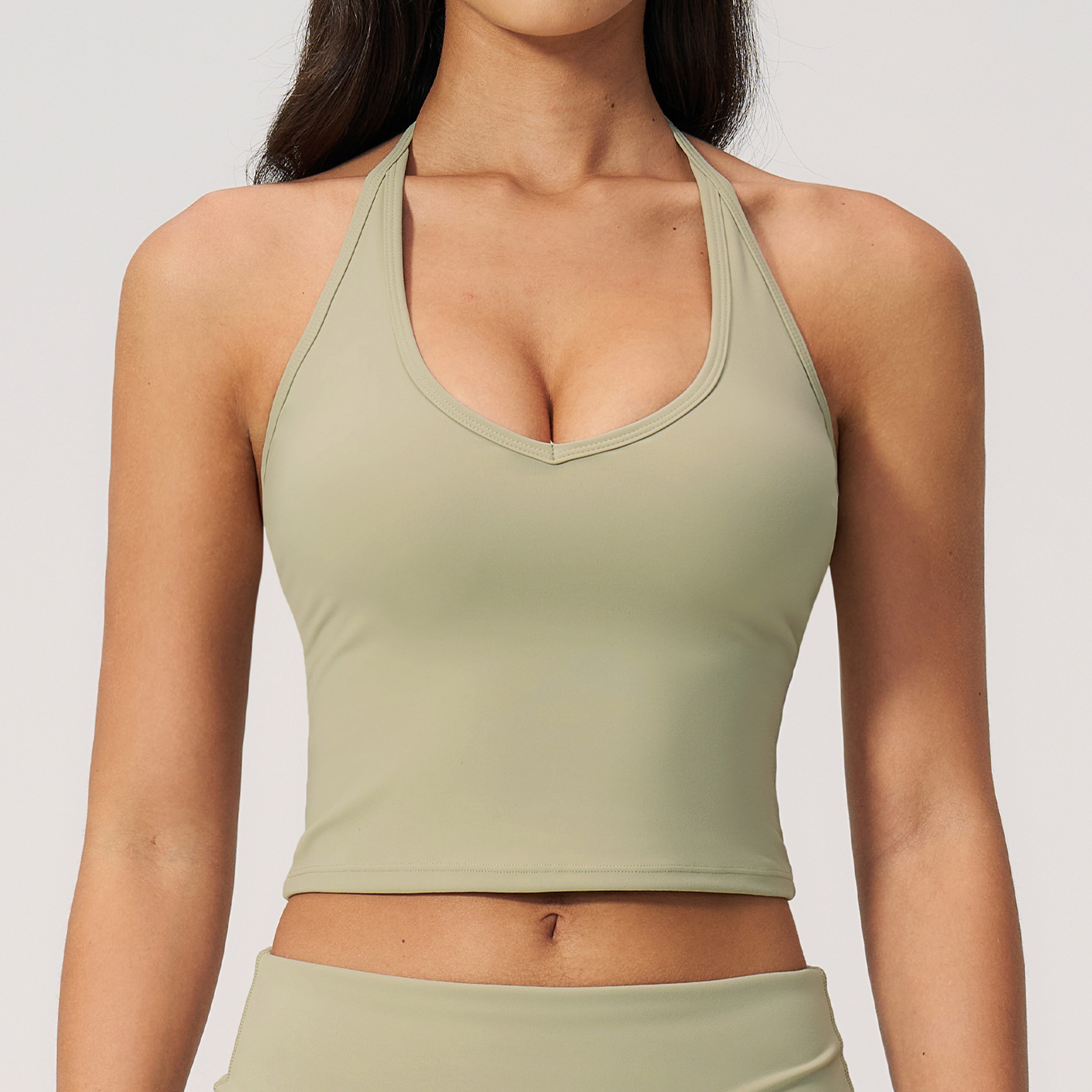 Womens Hanging Neck High Support Sports Bra Backless Gym  Yoga Workout Top 2