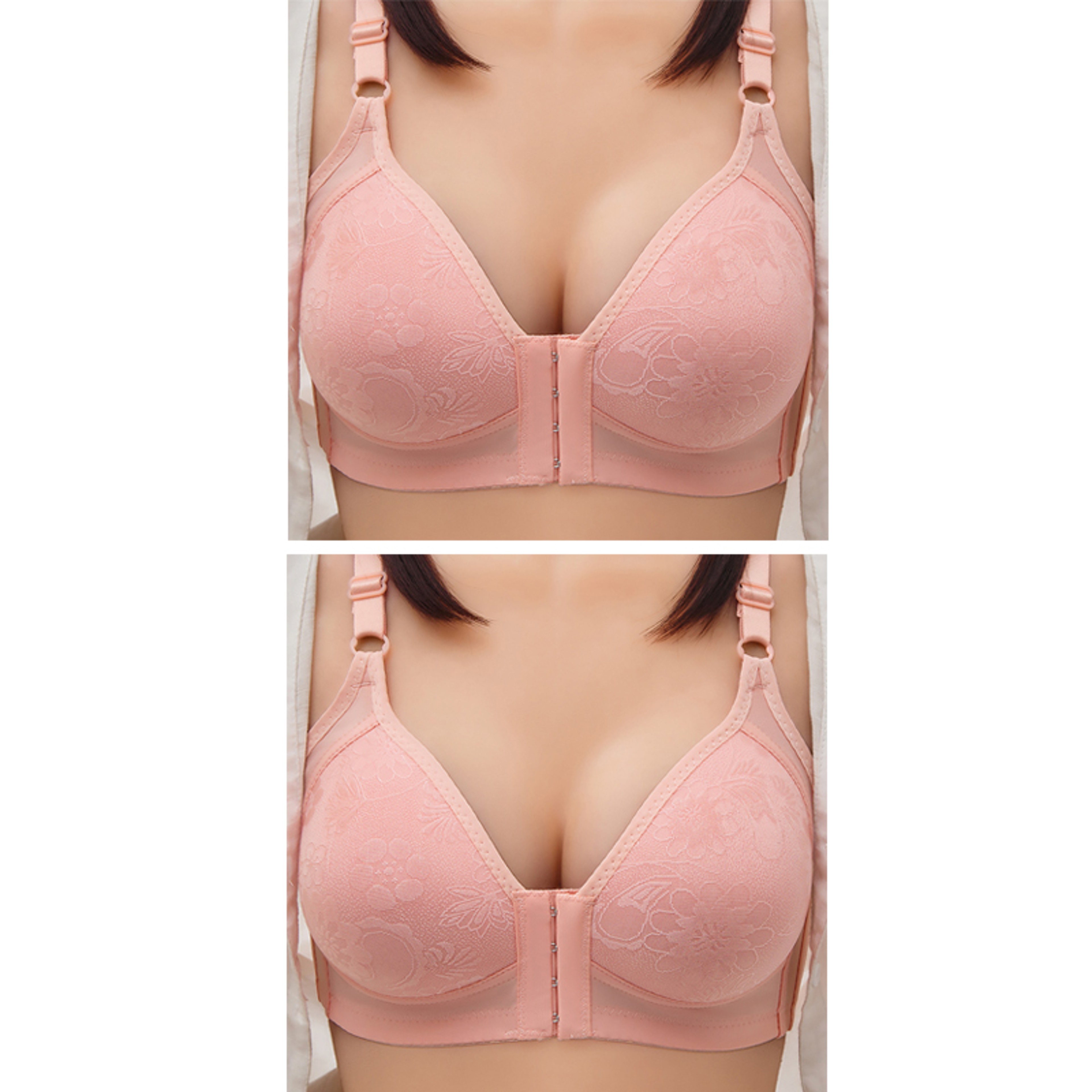 ComfortFit Front Clasp Full Cup Lace Bra Wire Free Support For Women  Plus Sizes 6
