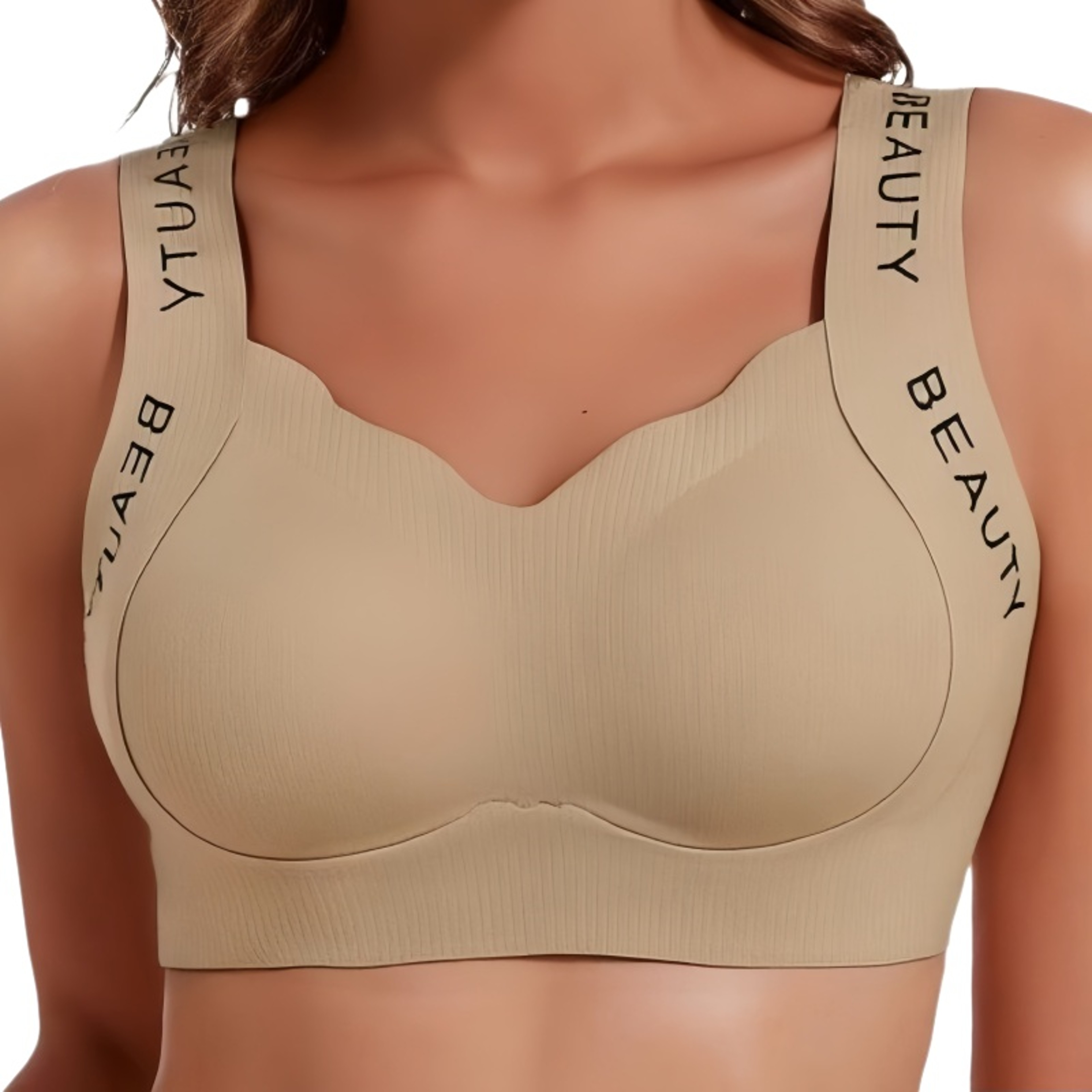ComfortCurve Seamless Ribbed Wireless Push Up Bra Plus Size – view 7
