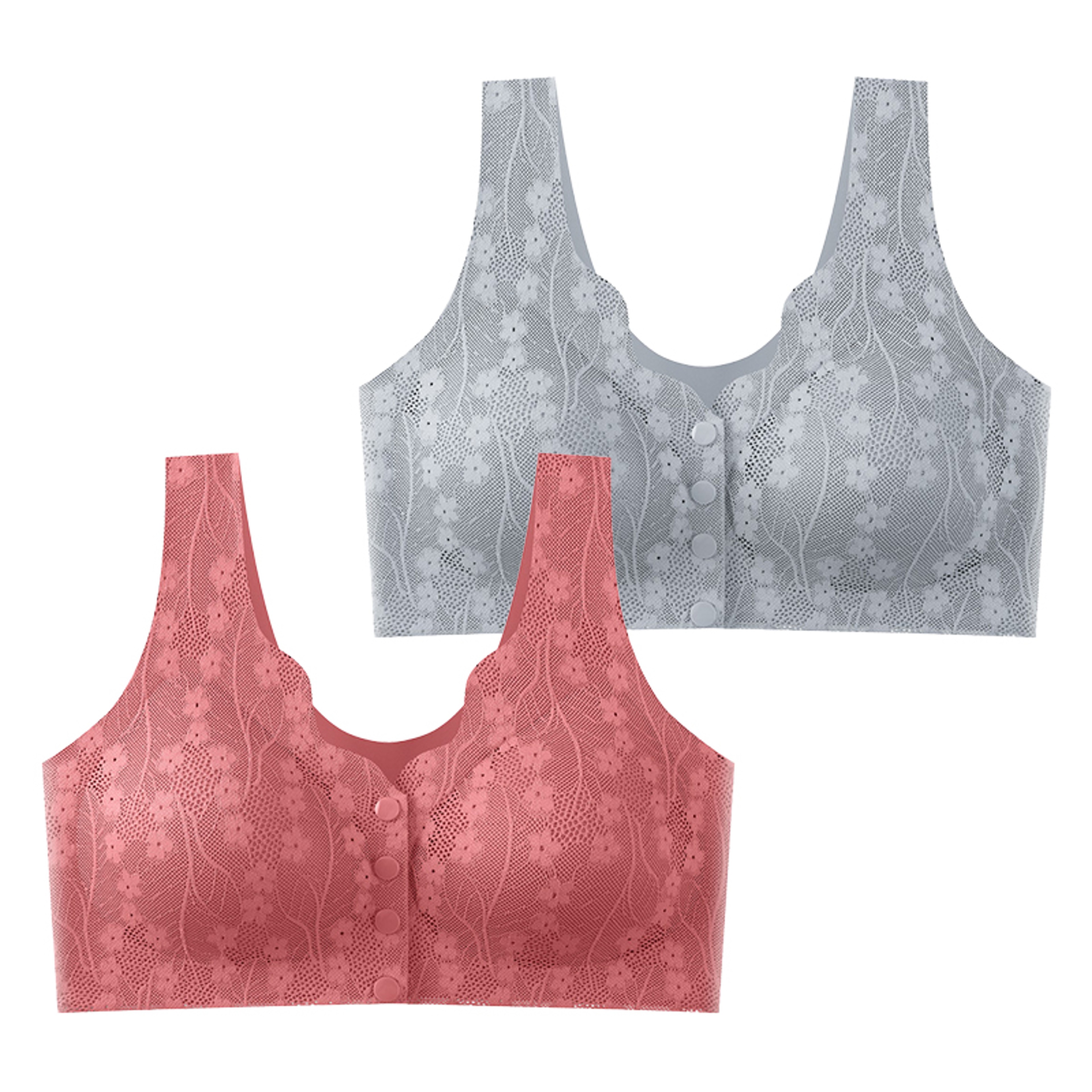 FallSweet Lace Front Wireless Bra Plus Size Bralette Comfort  Seamless Fit 9