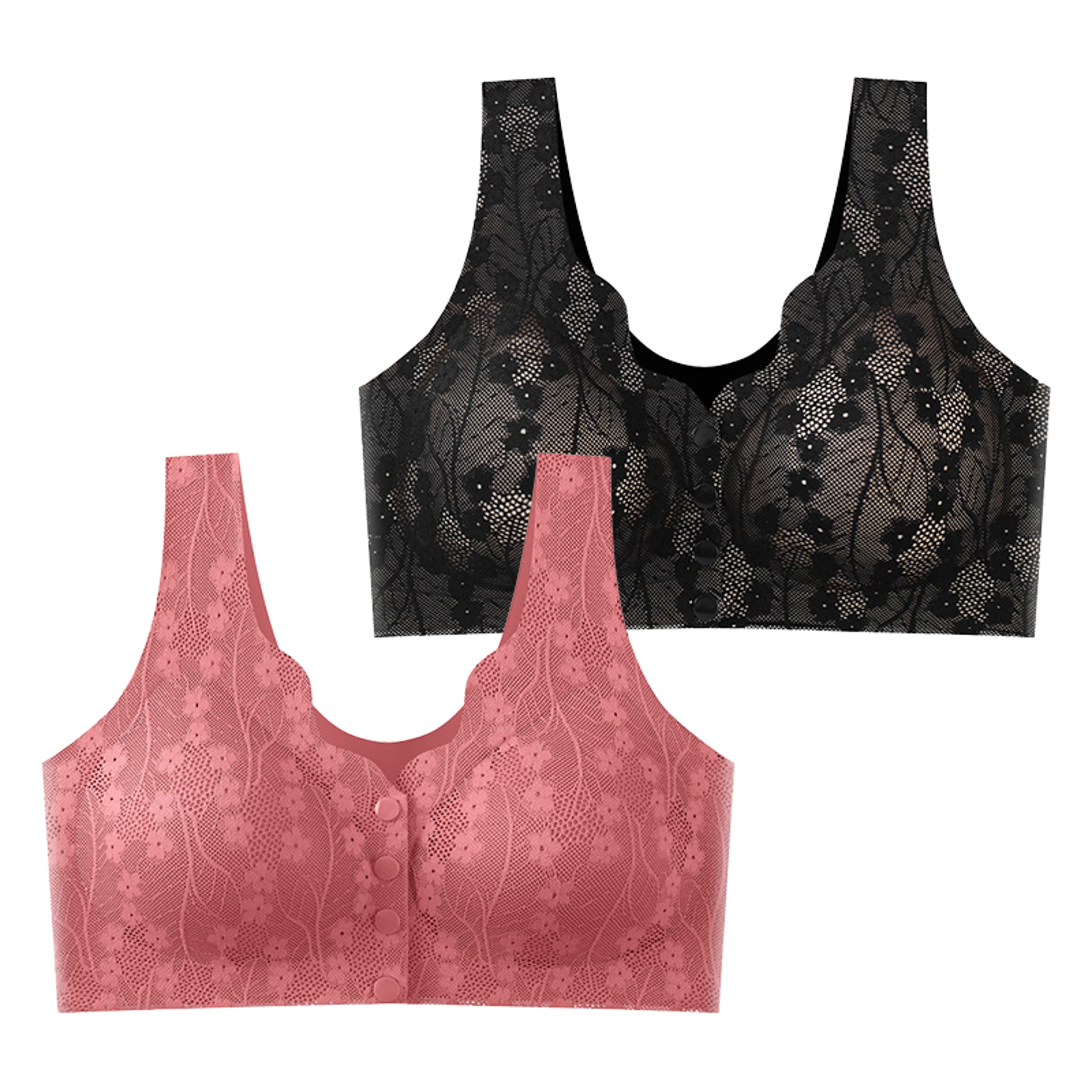 FallSweet Lace Front Wireless Bra Plus Size Bralette Comfort  Seamless Fit 10
