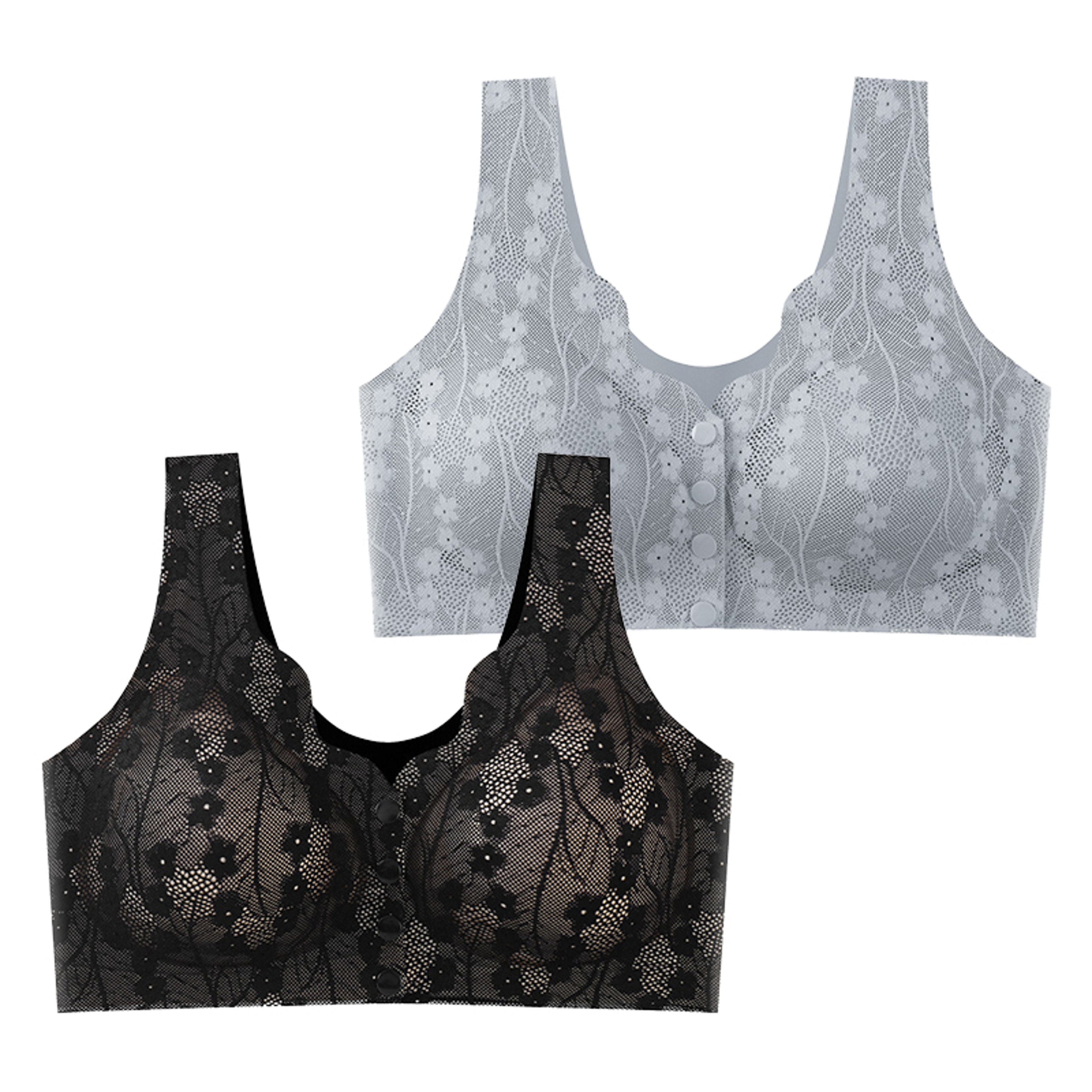 FallSweet Lace Front Wireless Bra Plus Size Bralette Comfort  Seamless Fit 13