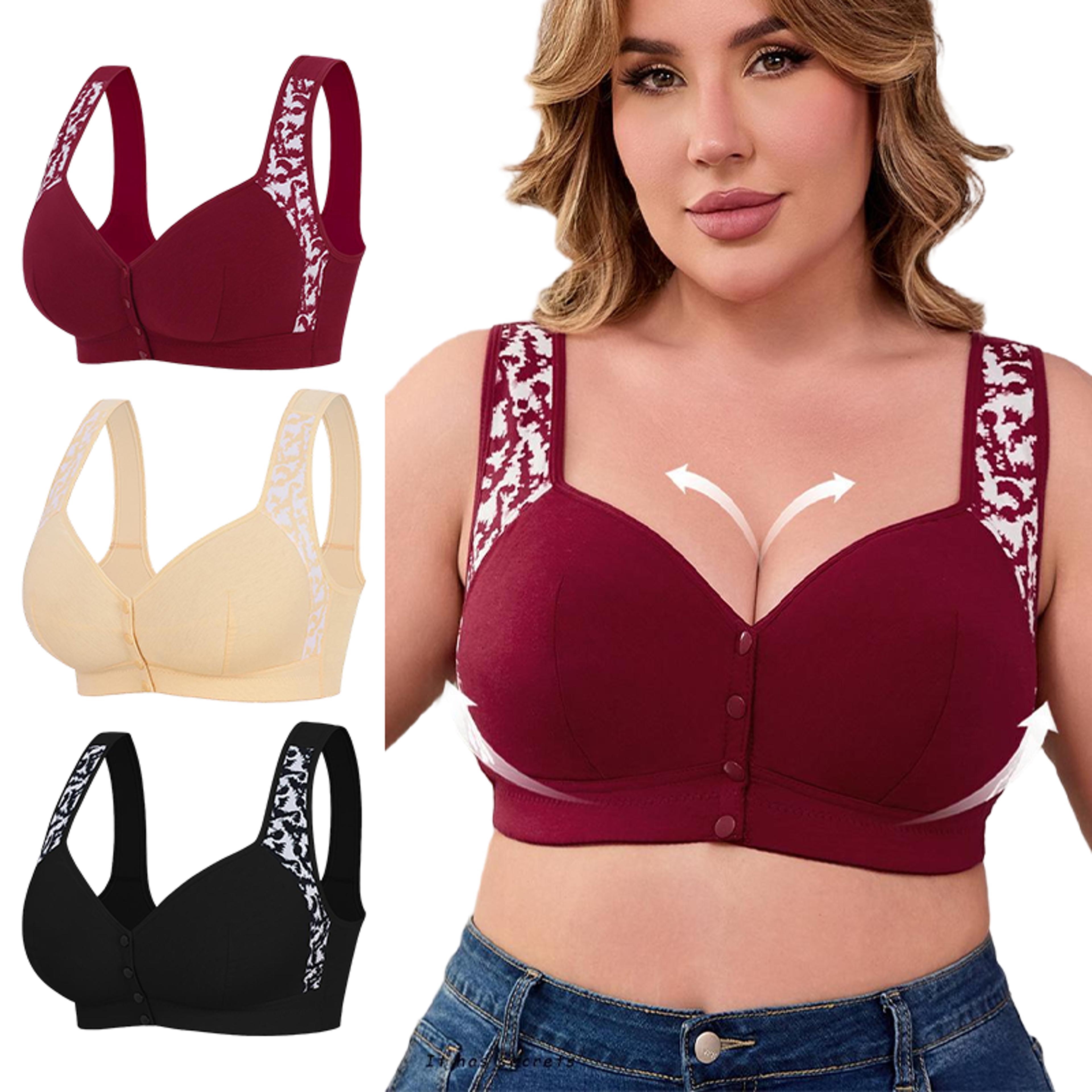 Plus Size Front Closure Wireless Comfort Bra Seamless Full Coverage Support – view 1
