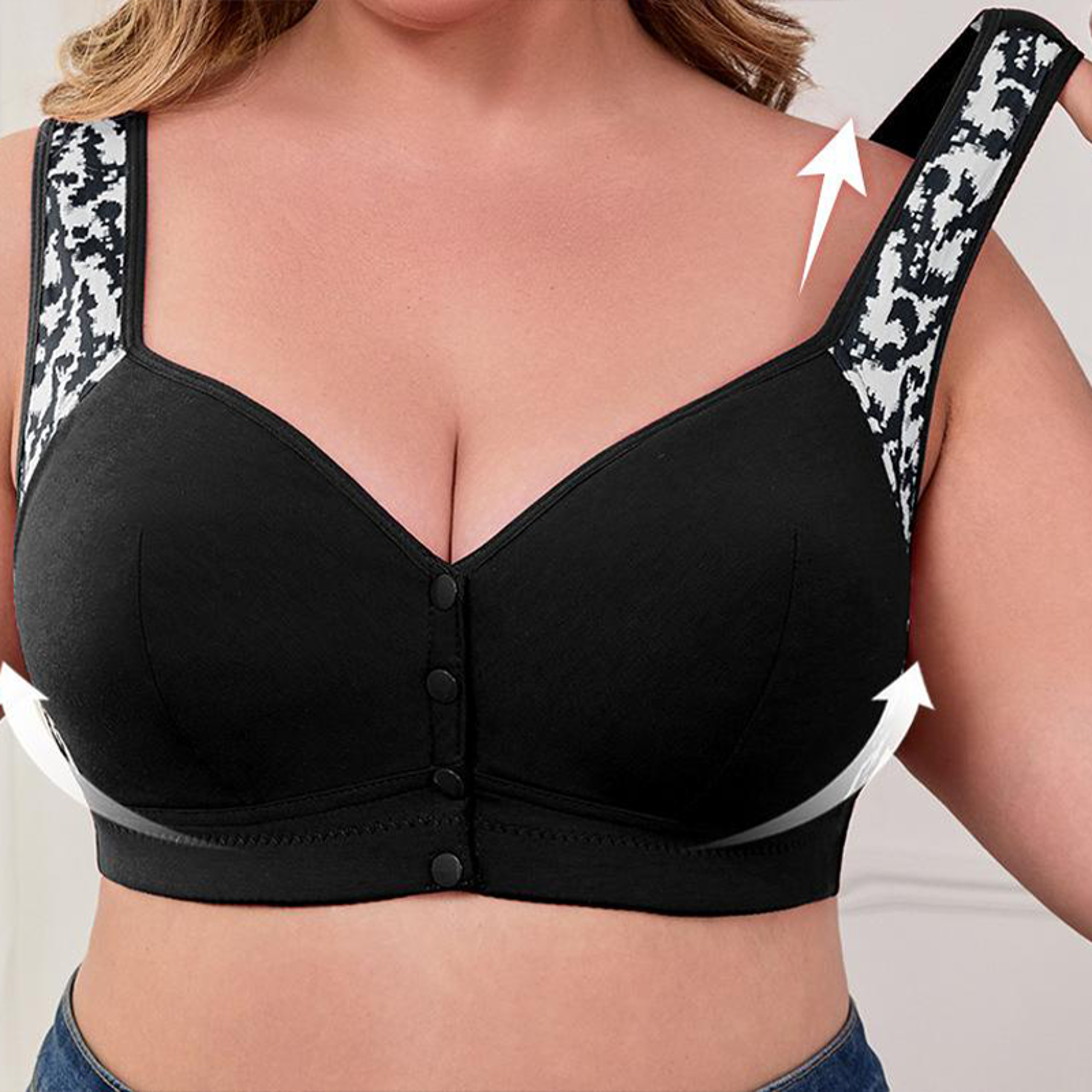 Plus Size Front Closure Wireless Comfort Bra Seamless Full Coverage Support – view 5