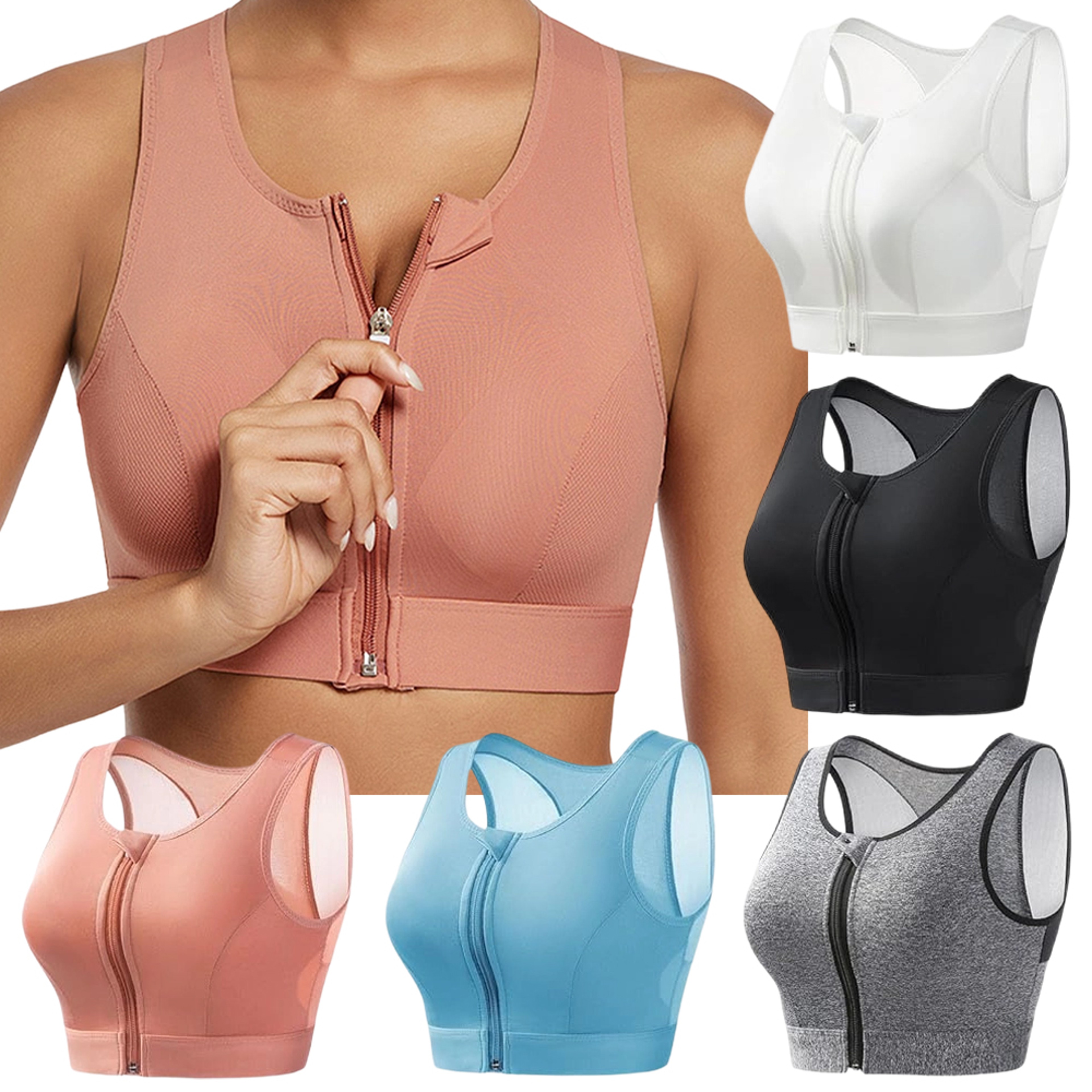 Plus Size Front Zip Support Bra Wireless Full Coverage Longline Comfort – view 1