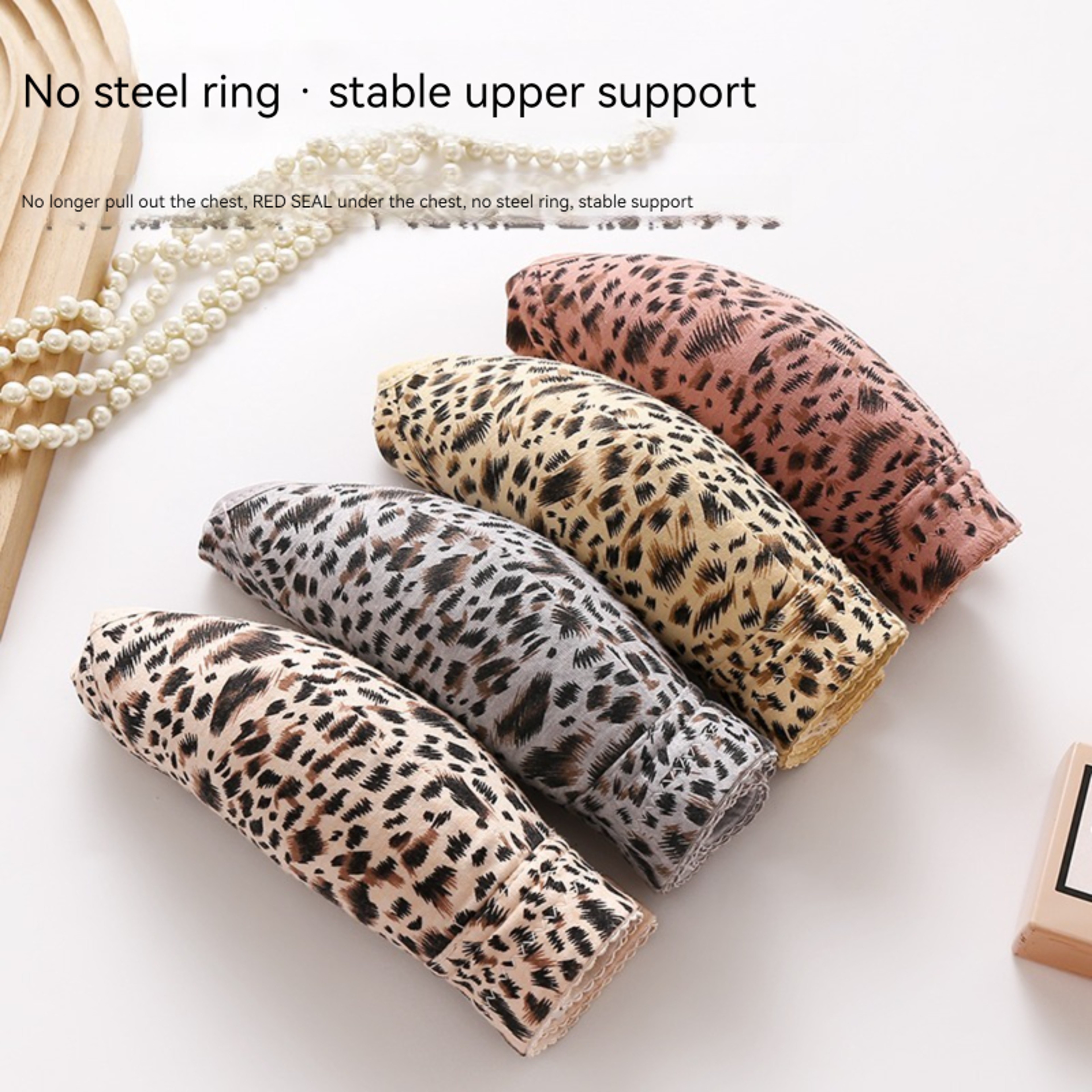 Leopard Front Closure Wireless Push Up Bra For Women Plus Size Comfort  Support 1