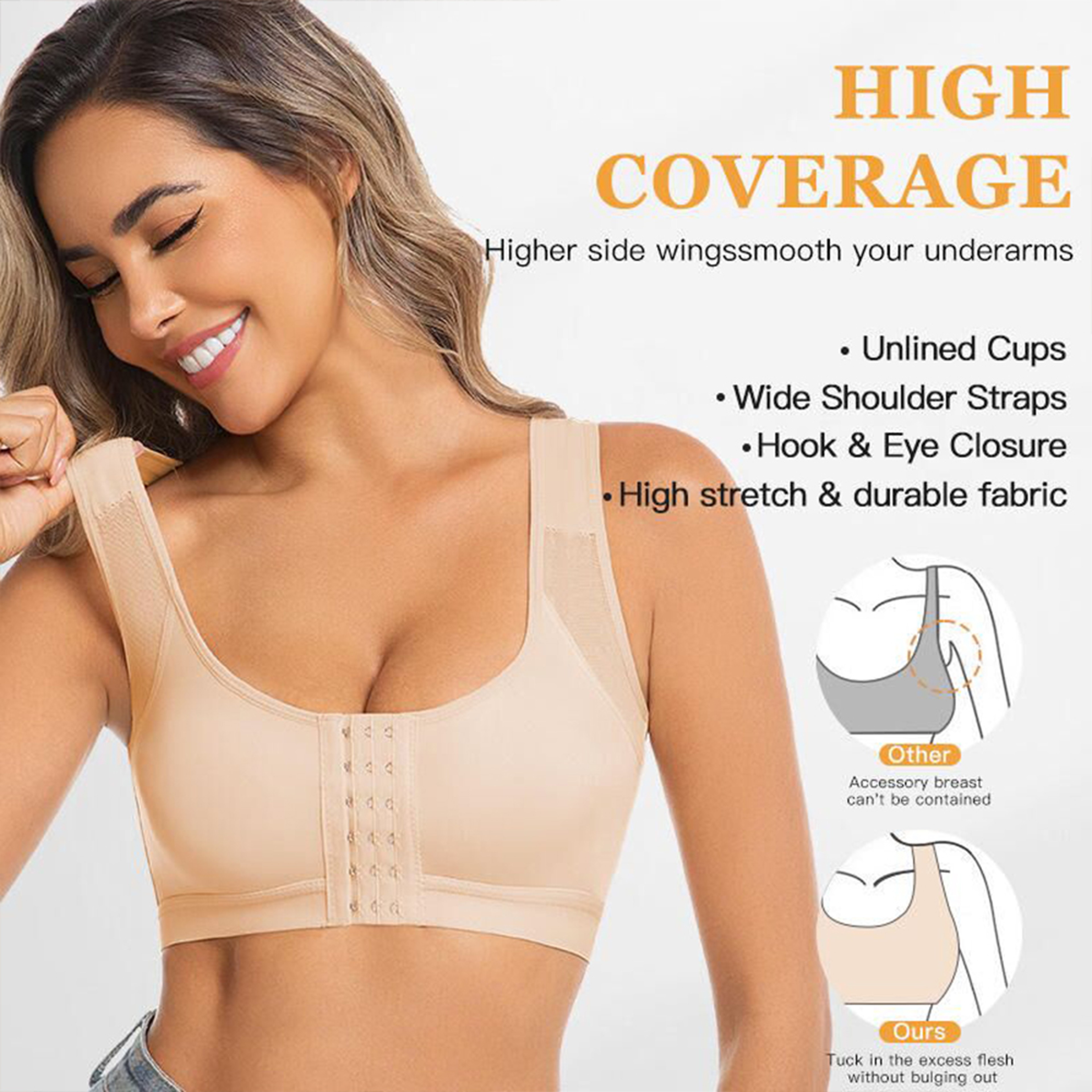 Everyday Front Closure Post Operative Compression Bra  Wire Free Full Coverage Support 1
