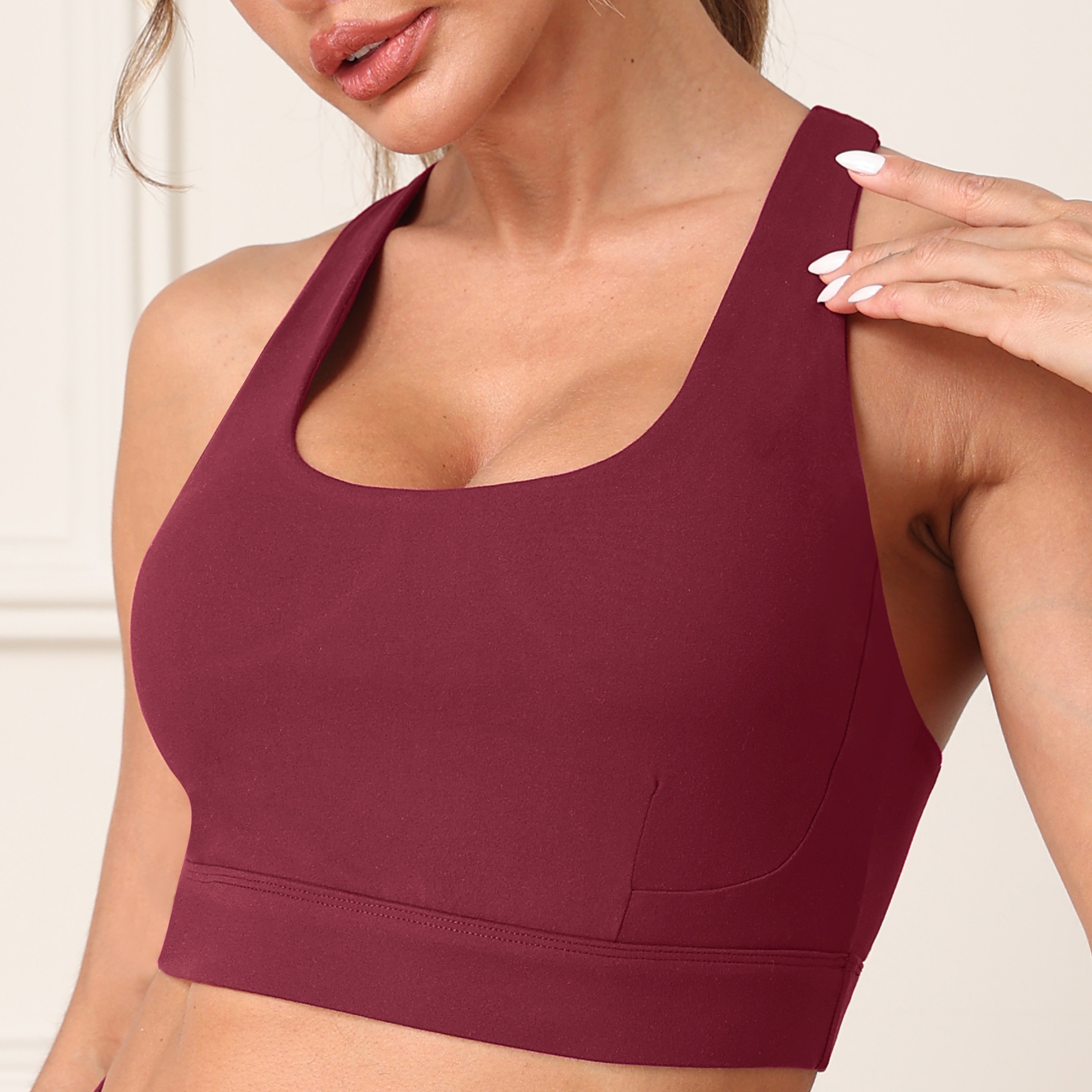 Womens TBack Workout Sports Bra Stretchy Tank With Removable Pads Sports Bra Support 1